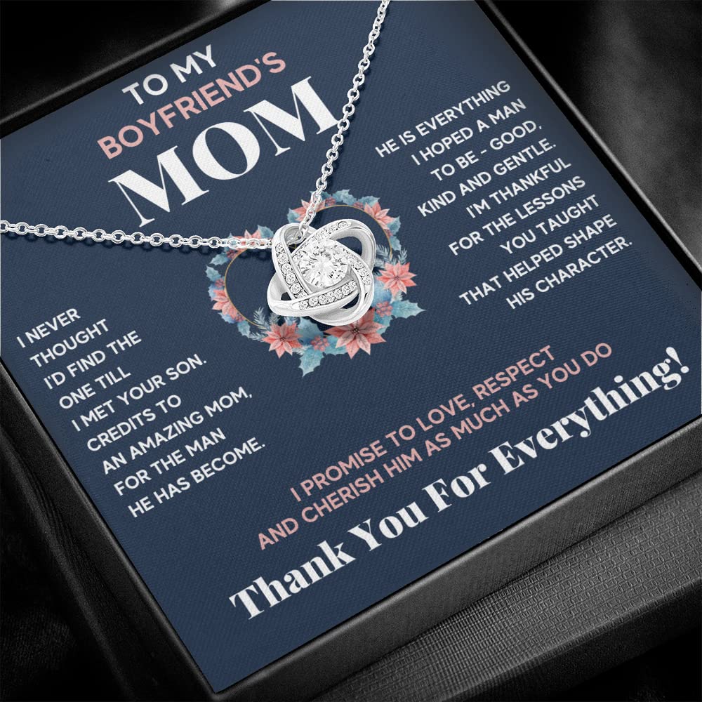 Boyfriend's Mom Necklace - Future Mother-in-Law Jewelry Gift for Christmas & Mother's Day - Engraved Message Card & Gift Box - Perfect Present for My Boyfriend's Mother (Standard Box, Blue/Pink) - Ideal for Special Occasions, Holidays & Showing Appreciation
