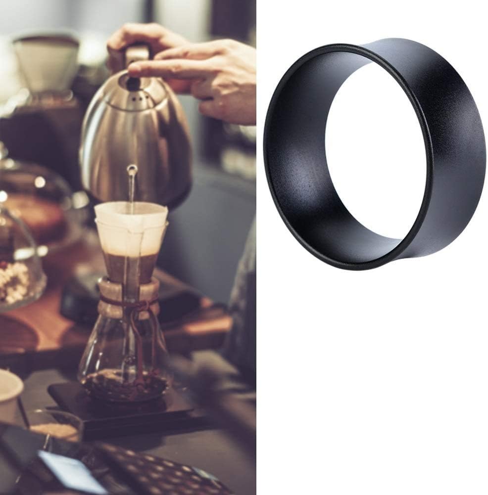 Premium 58mm Espresso Dosing Funnel - Magnetic Anodized Aluminum Coffee Portafilter Funnel with Reusable Puck Screen (Black) - Perfect for Baristas & Home Coffee Brewing
