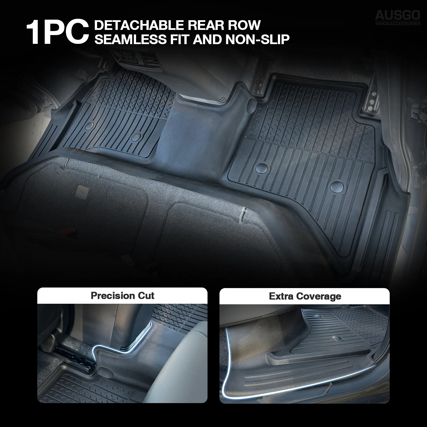 Premium 7D Injection Floor Mats & Black Door Sill Protector for ISUZU D-MAX DMAX Dual Cab (2020-Present) - All-Weather Protection & Interior Style Upgrade
