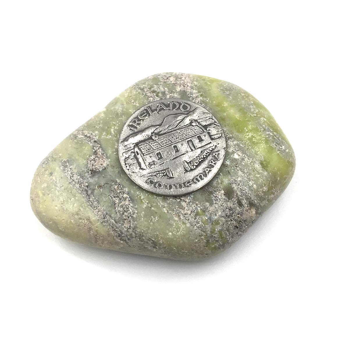 Handcrafted Connemara Irish Marble Paperweight with Pewter Irish Cottage Design - Perfect for Office Desk, Home Decor & Gift Giving