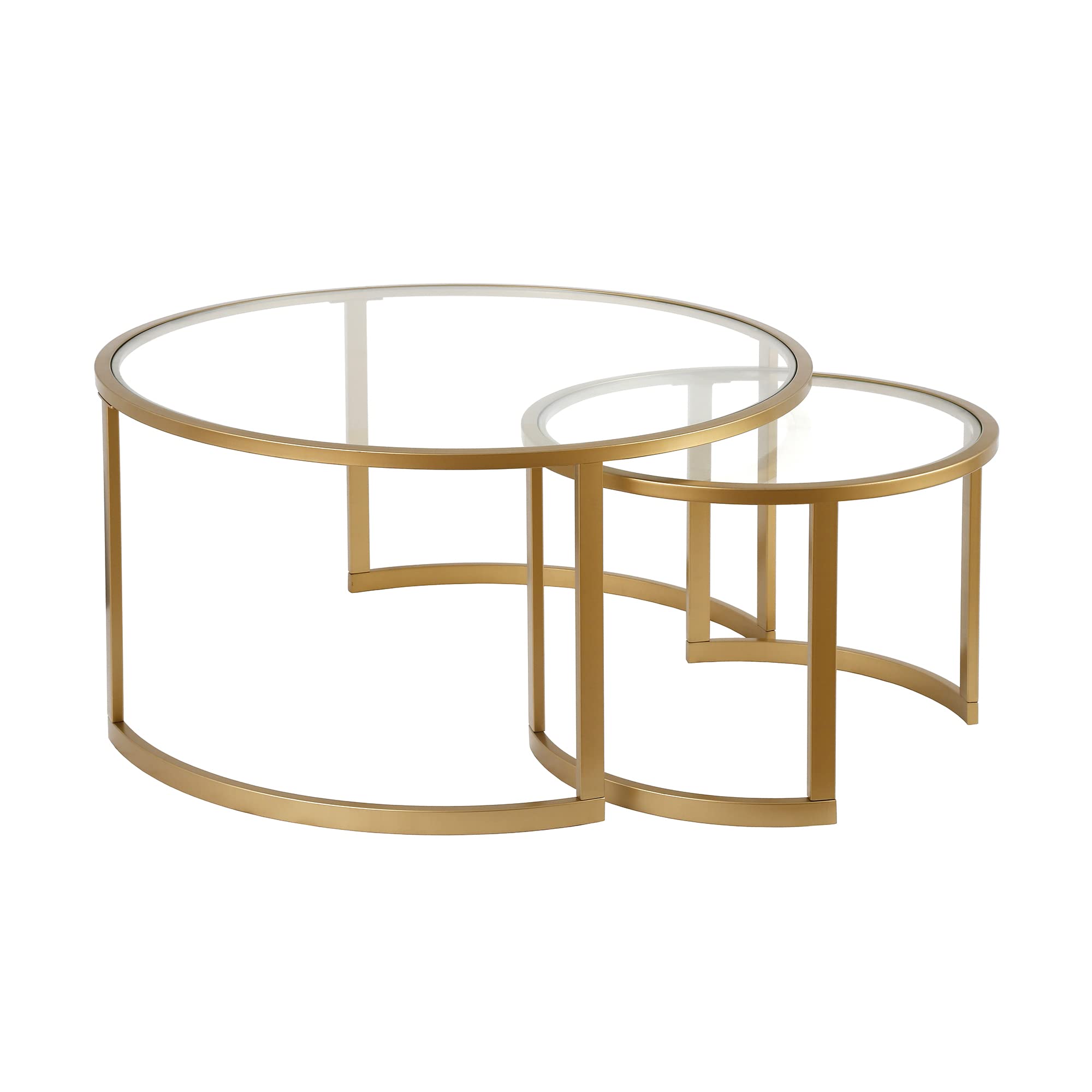 Stylish Mitera Round Nested Coffee Table in Brass - Perfect for Living Room, Lounge & Modern Home Decor