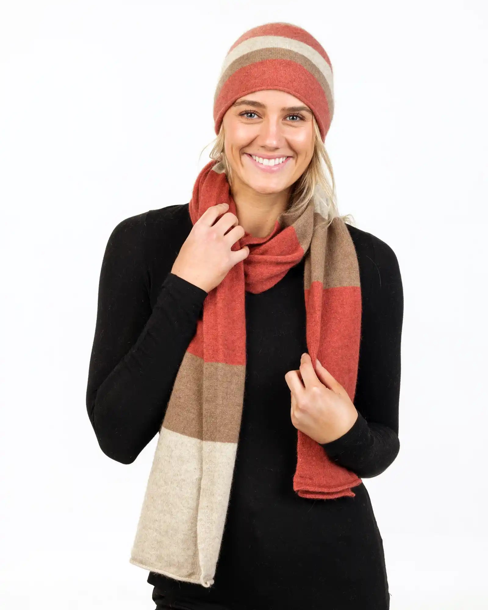 Rosewood Stripe Travel Scarf - Lightweight Womens Fashion Shawl Wrap for Airplane, Office & Outdoor Activities - NX824