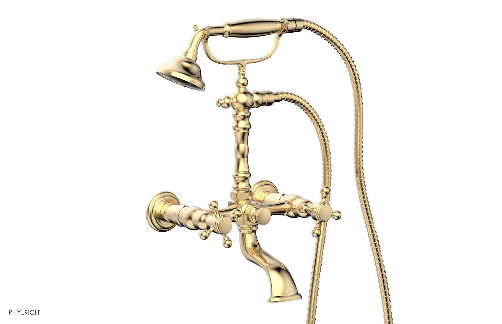 HEX TRADITIONAL Exposed Tub & Hand Shower Combo with Cross Handle K2393 - 24 Inch Bathroom Shower System for Modern & Traditional Home Decor