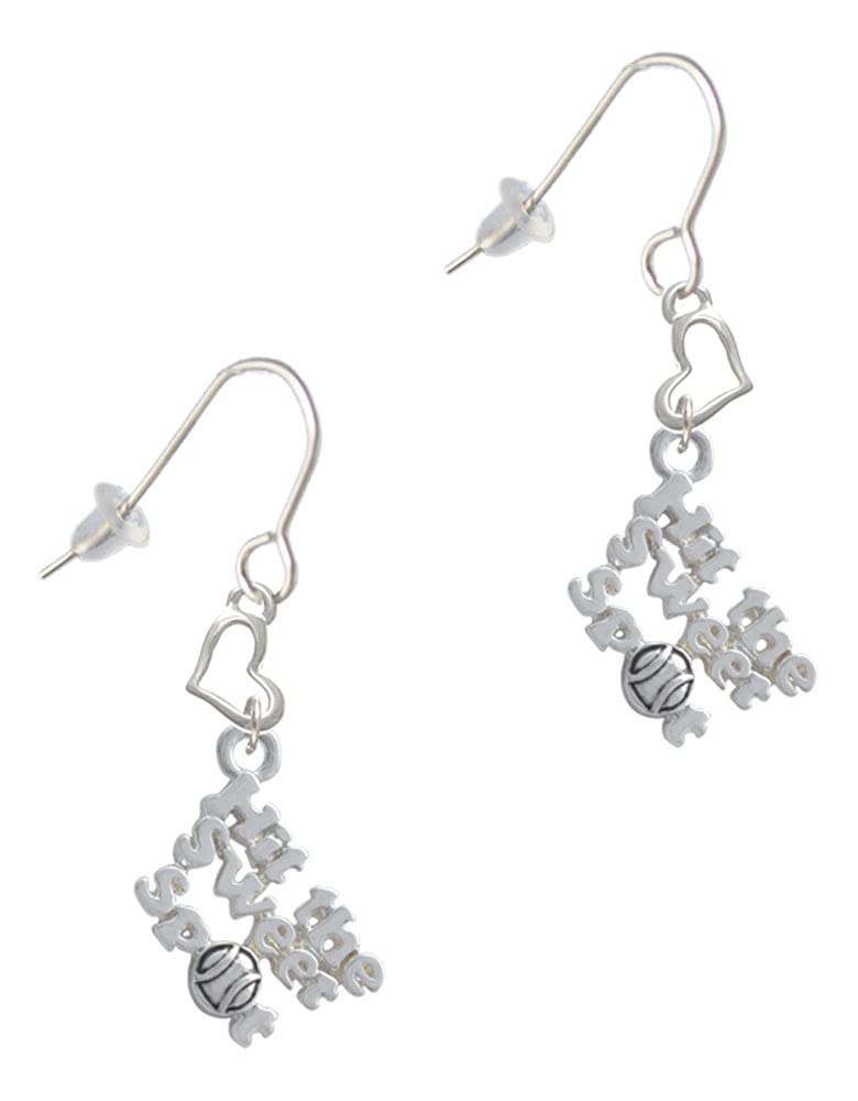 Delight Jewelry Sterling Silver Colorful Softball Small Heart French Hook Earrings - Perfect for Valentine's Day Gifts, Date Nights & Everyday Wear