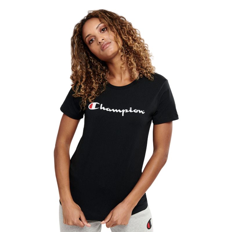 Champion Women's Script Logo Short Sleeve T-Shirt - Casual Cotton Tee for Everyday Wear, Gym, and Outfits