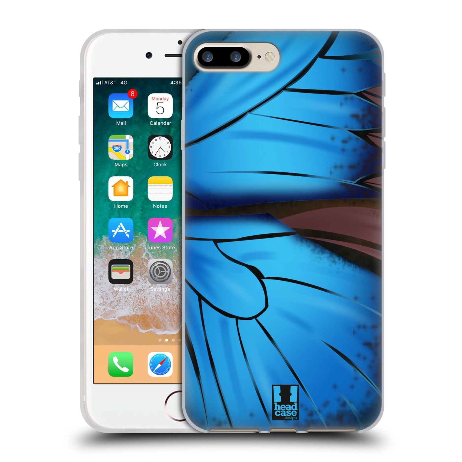 Head Case Designs Papilio Ulysses Butterfly Wing Soft Gel Phone Case - Compatible with Apple iPhone 7 Plus & iPhone 8 Plus - Stylish Protective Cover for Everyday Use & Travel