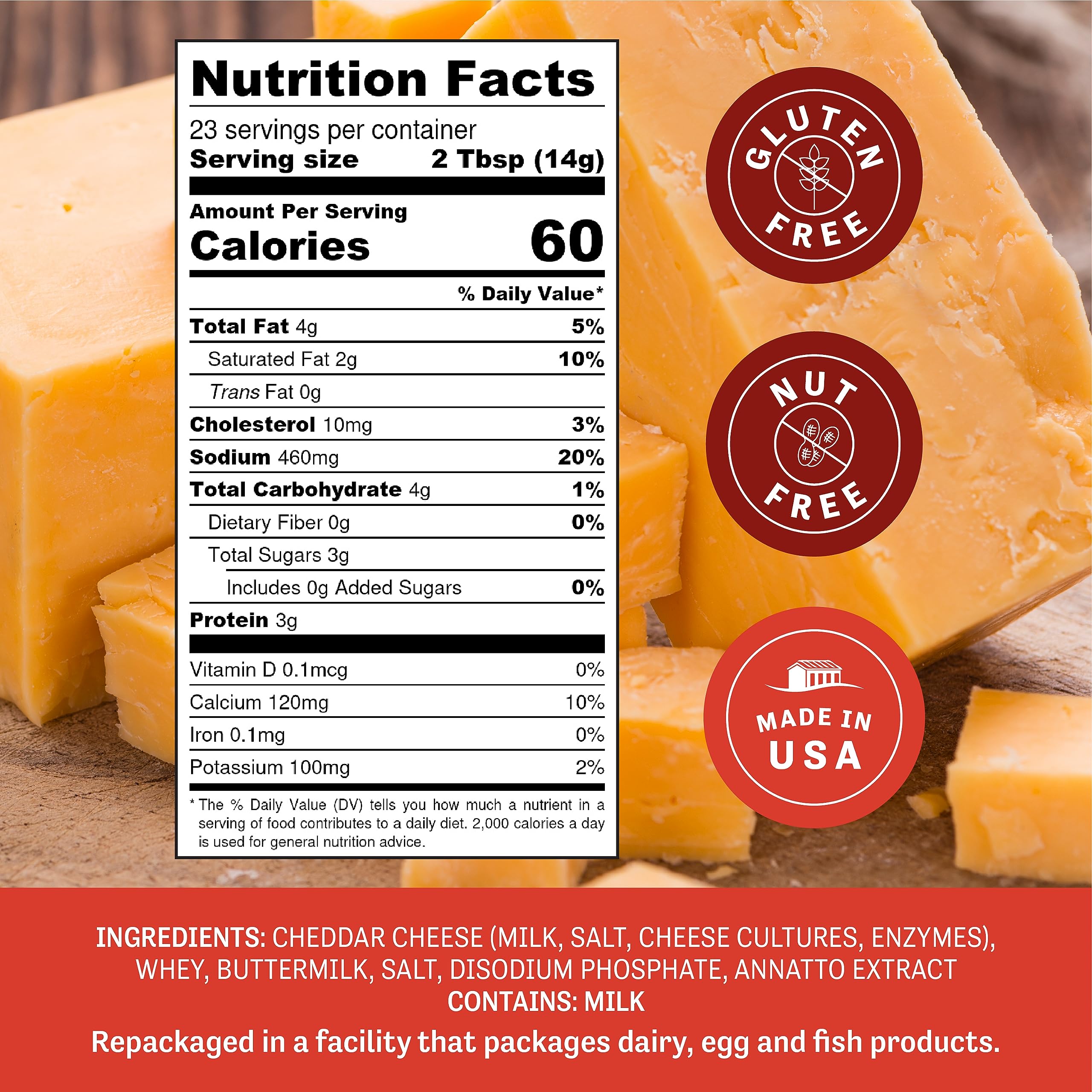 Judee's Gluten Free Yellow Cheddar Cheese Powder - 11.25oz (319g) | Non-GMO, rBST-Free, Nut-Free | Made in USA | Perfect for Popcorn, Mac & Cheese, Nachos & Baking