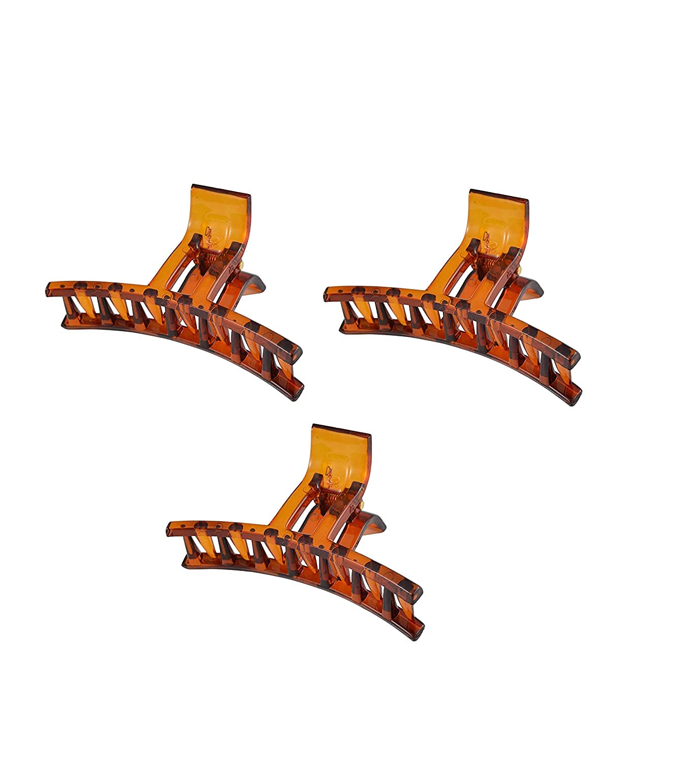 Trendy Medium Size Plastic Hair Clutch Clips for Women - Pack of 3 Brown Hair Claws (TLBS) | Perfect for Updos, Ponytails & Everyday Hairstyles