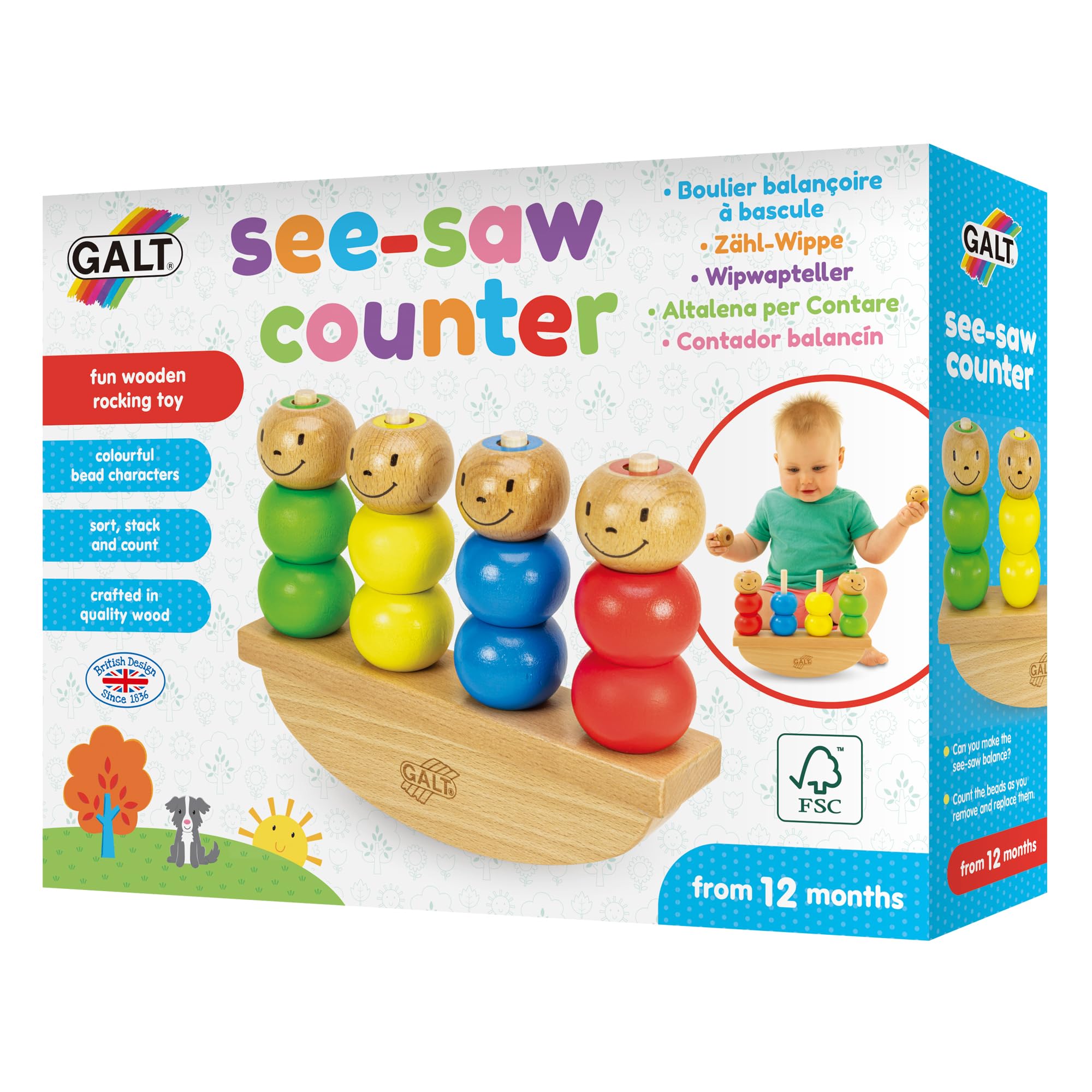 Galt Toys 1005230 See-Saw Counter - Fun & Educational Balance Toy for Kids - Perfect for Counting Games & Early Math Learning at Home or Classroom