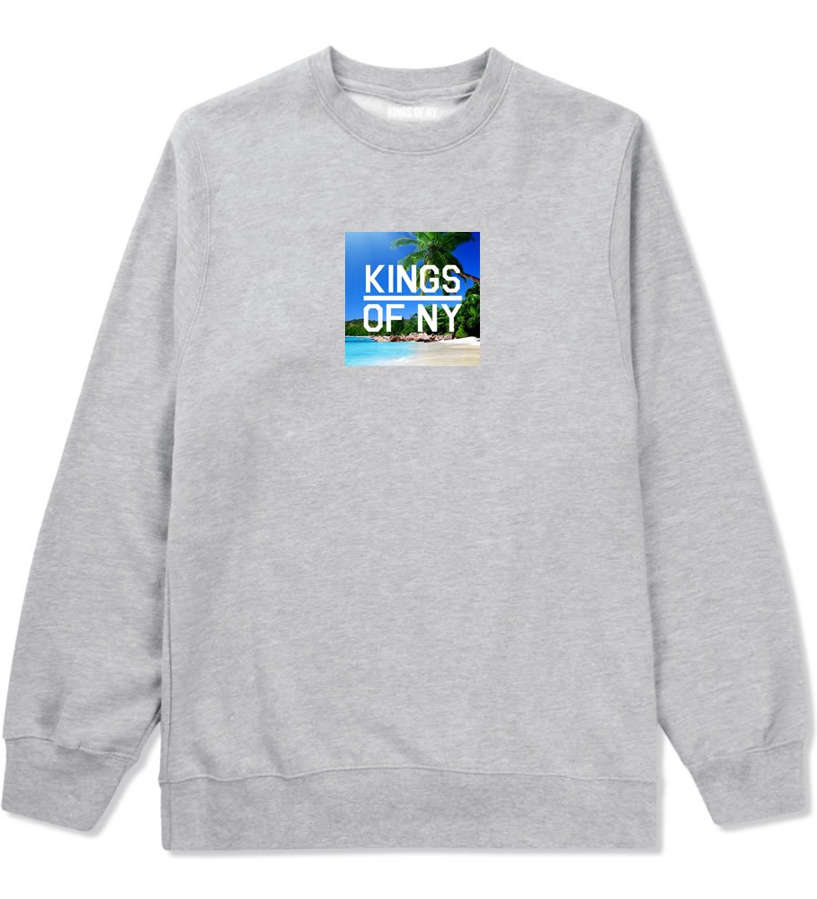 Kings Of NY Beach Vacation Box Logo Men's Crewneck Sweatshirt | Comfortable Cotton Pullover for Casual Wear, Street Style & Travel Outfits