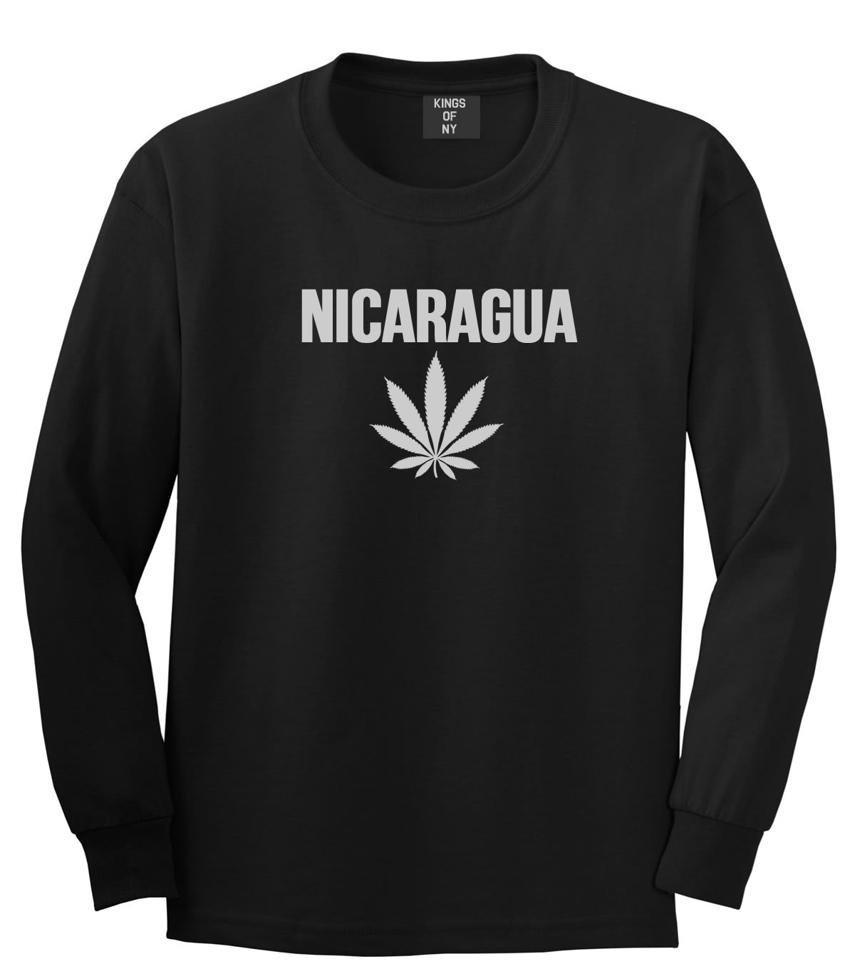 Nicaragua Weed Leaf Marijuana Long Sleeve T-Shirt for Men | Cannabis Enthusiast Apparel | Perfect for Festivals, Concerts & Casual Wear