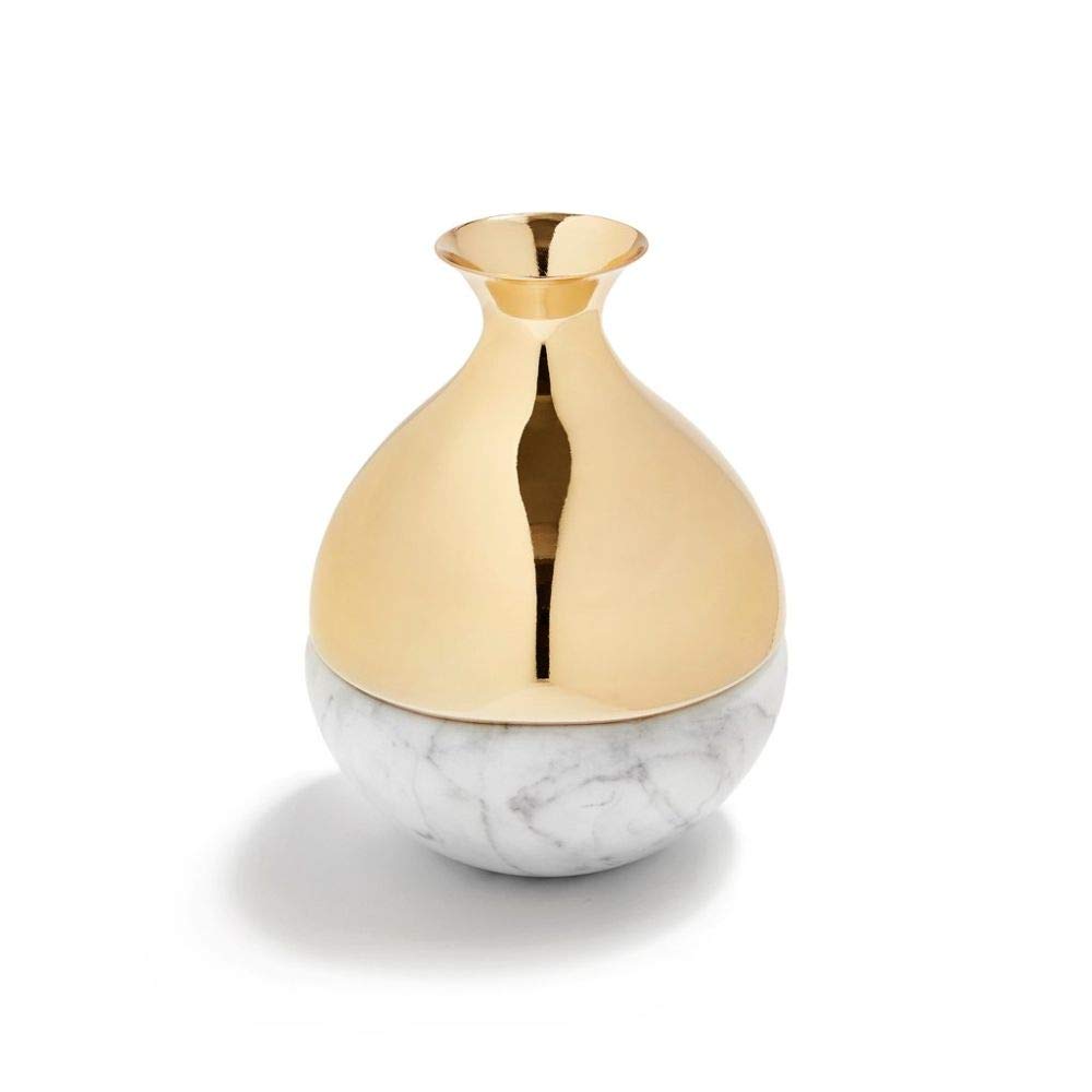 Anna New York Dual Bud Vase - Elegant Carrara Gold Floral Arrangement Centerpiece for Wedding, Home Decor & Table Setting