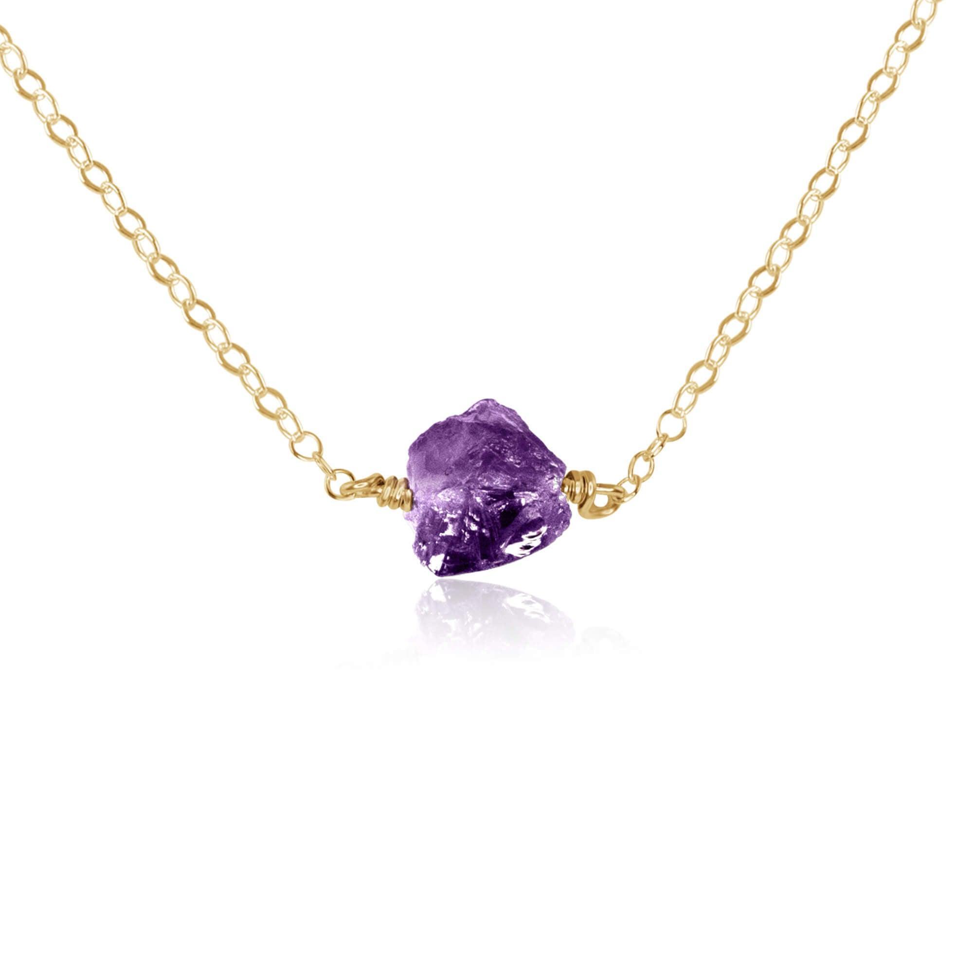 Natural Tiny Raw Amethyst Crystal Nugget Necklace - Healing Stone Jewelry for Women, Spiritual Gift, Chakra Balancing | Perfect for Meditation, Yoga & Energy Work