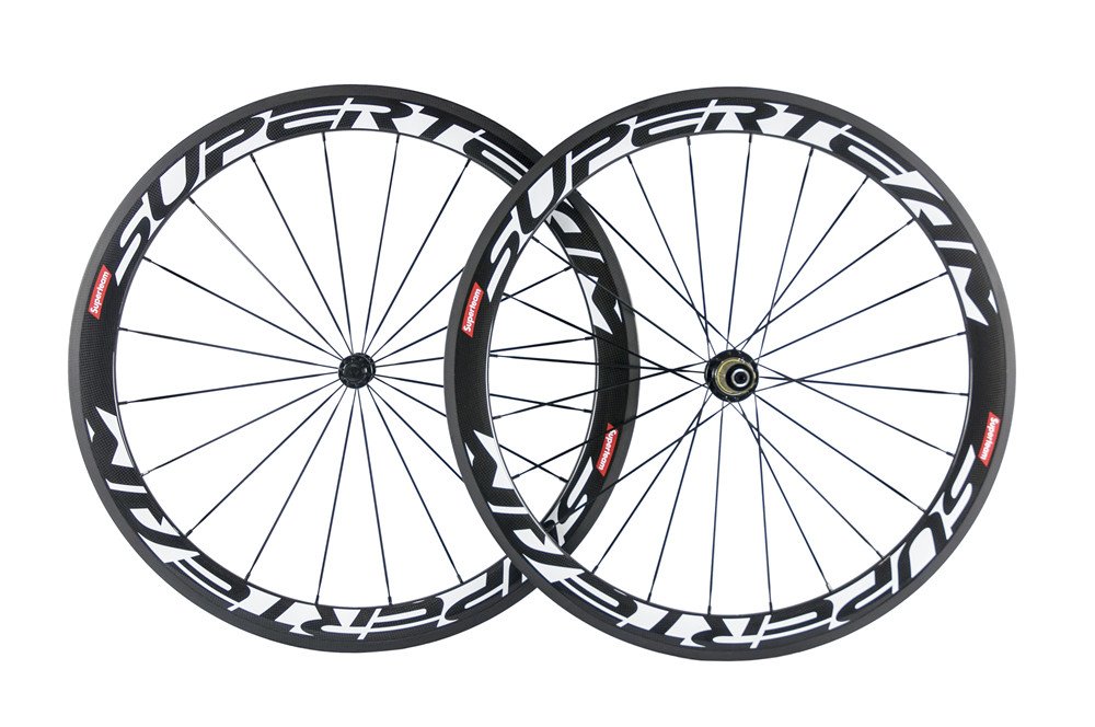 Superteam Carbon Fiber Road Bike Wheelset 700C Clincher - 50mm Deep 23mm Wide Matte Finish | Lightweight & Aerodynamic for Racing & Endurance Cycling