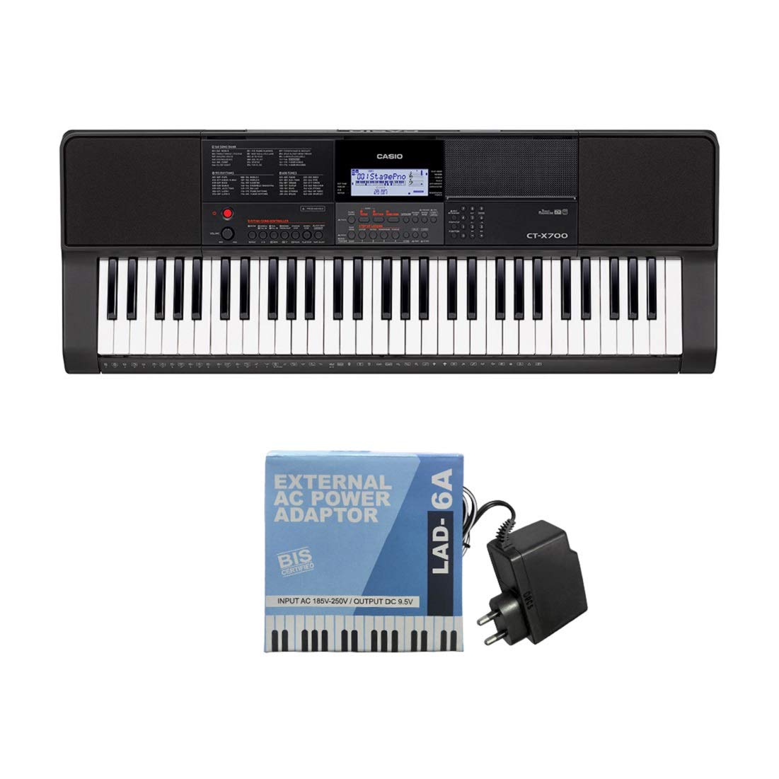 Casio CT-X700 61-Key Portable Keyboard with OnStage KS7190 Classic Single-X Keyboard Stand - Black | Home Studio, Live Performance & Music Practice Essentials