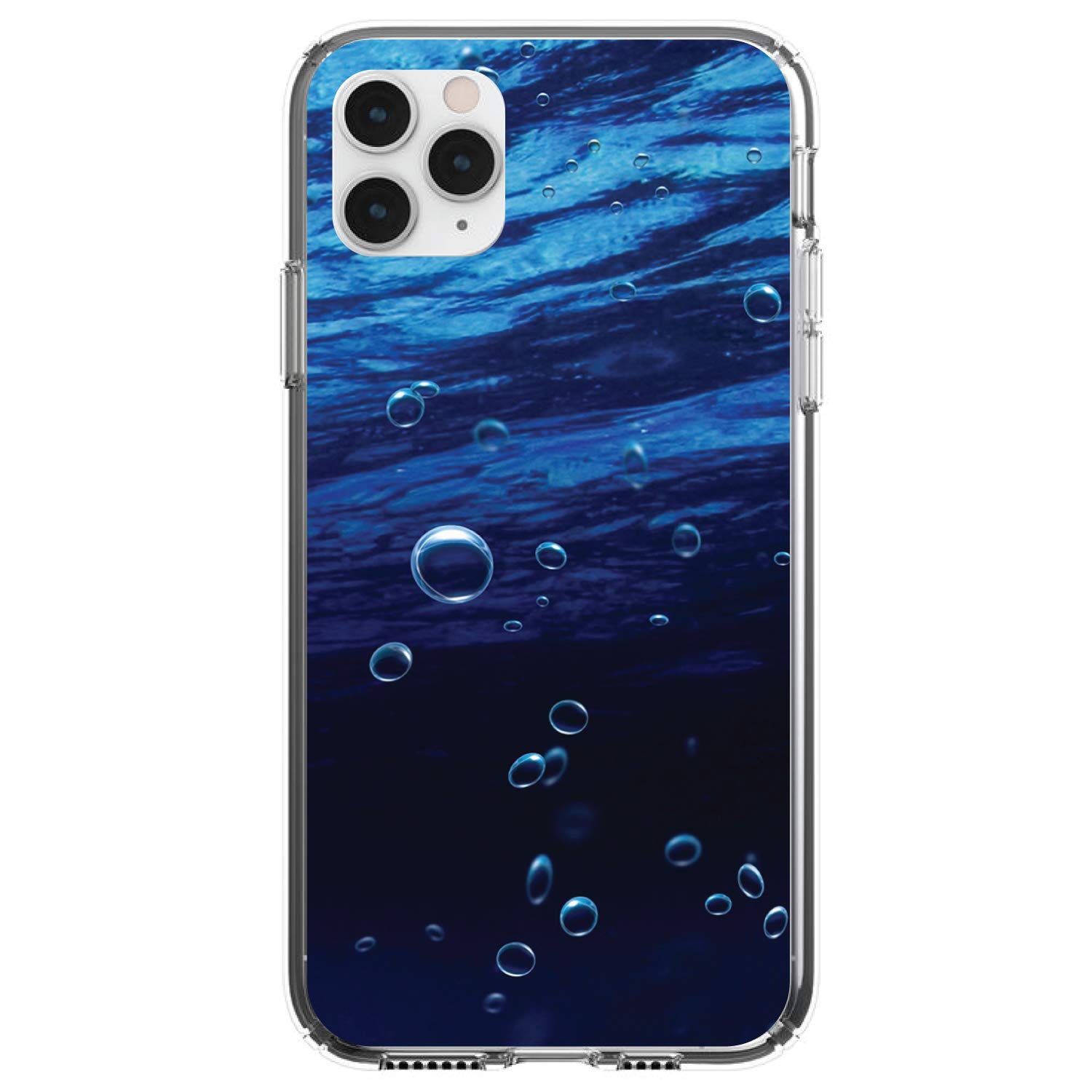Premium Clear Shockproof Hybrid Case for iPhone 13 Mini (5.4 Inch) - Slim TPU Bumper with Reinforced Acrylic Back & Tempered Glass Screen Protector - Water Bubbles Blue Design - Perfect for Daily Use, Outdoor Activities & Travel Protection