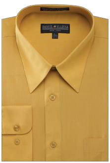 DANIEL ELLISSA Men's Basic Dress Shirt with Convertible Cuff - DS3001 Mustard Yellow for Business & Formal Occasions