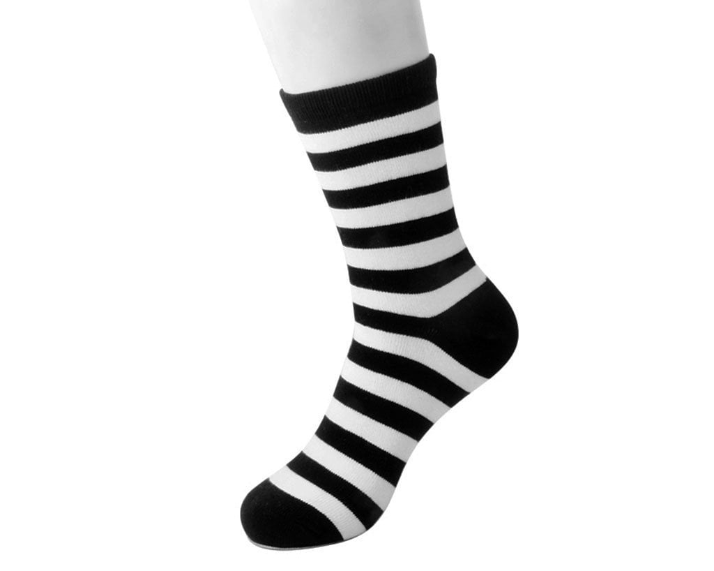 Black & White Striped T.U.K. Women's Crew Socks - Punk Rock Style Casual & Dress Socks for Everyday Wear, Concerts, and Vintage Fashion Outfits