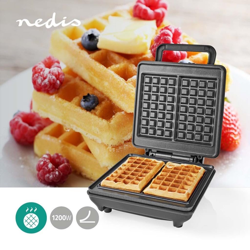 Belgian Waffle Maker - 22 x 12.5 cm - 1200W - Automatic Temperature Control - ABS/Aluminum - Perfect for Breakfast, Brunch & Family Gatherings
