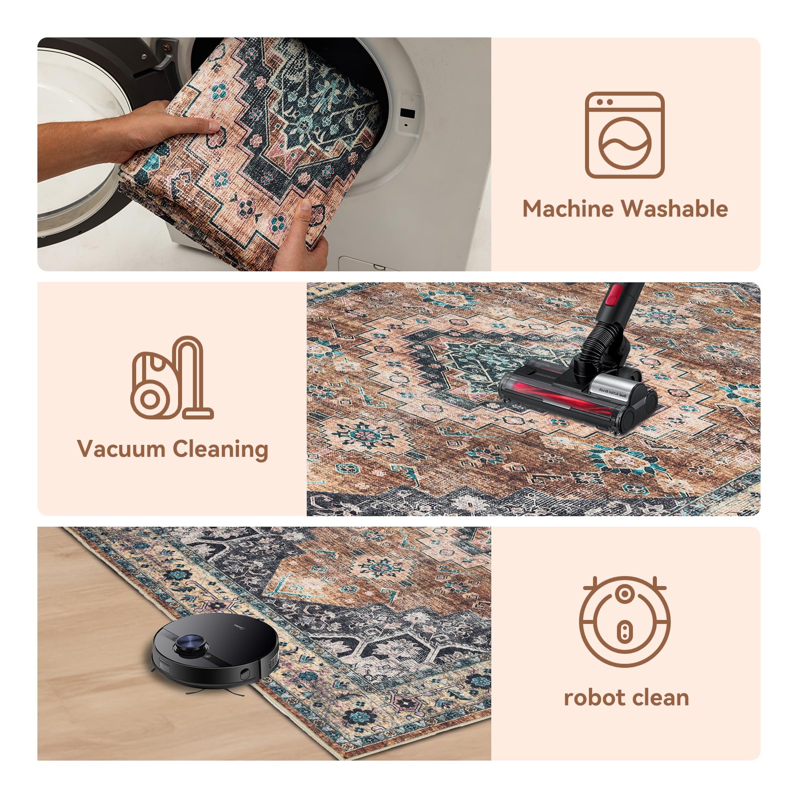 48x60 Inch Non-Slip Office Chair Mat for Hardwood Floors - Boho Style Under Desk Rug with Floor Protection - Machine Washable Rolling Chair Mat for Computer Desks in Home & Office (Red) - Perfect for Workspaces, Gaming Setups & Home Offices
