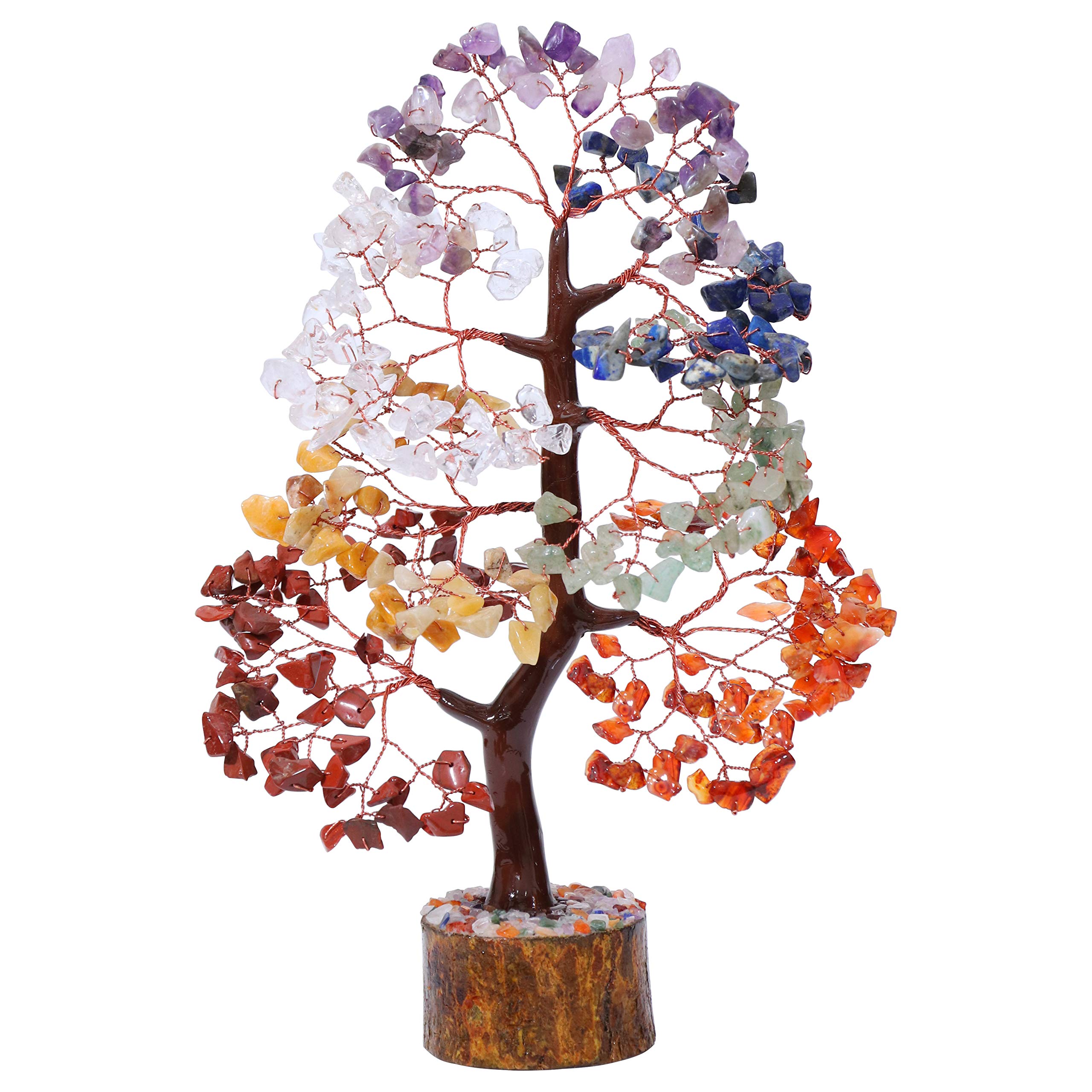 BEZAVO Seven Chakra Handmade Gemstone Money Tree for Wealth & Good Luck – Feng Shui Home & Office Decor with Healing Crystals – Spiritual Gifts for Women, Mom & Best Friend – Unique Birthday & Housewarming Present – Perfect for Meditation Spaces, Work Desks & Gift Giving