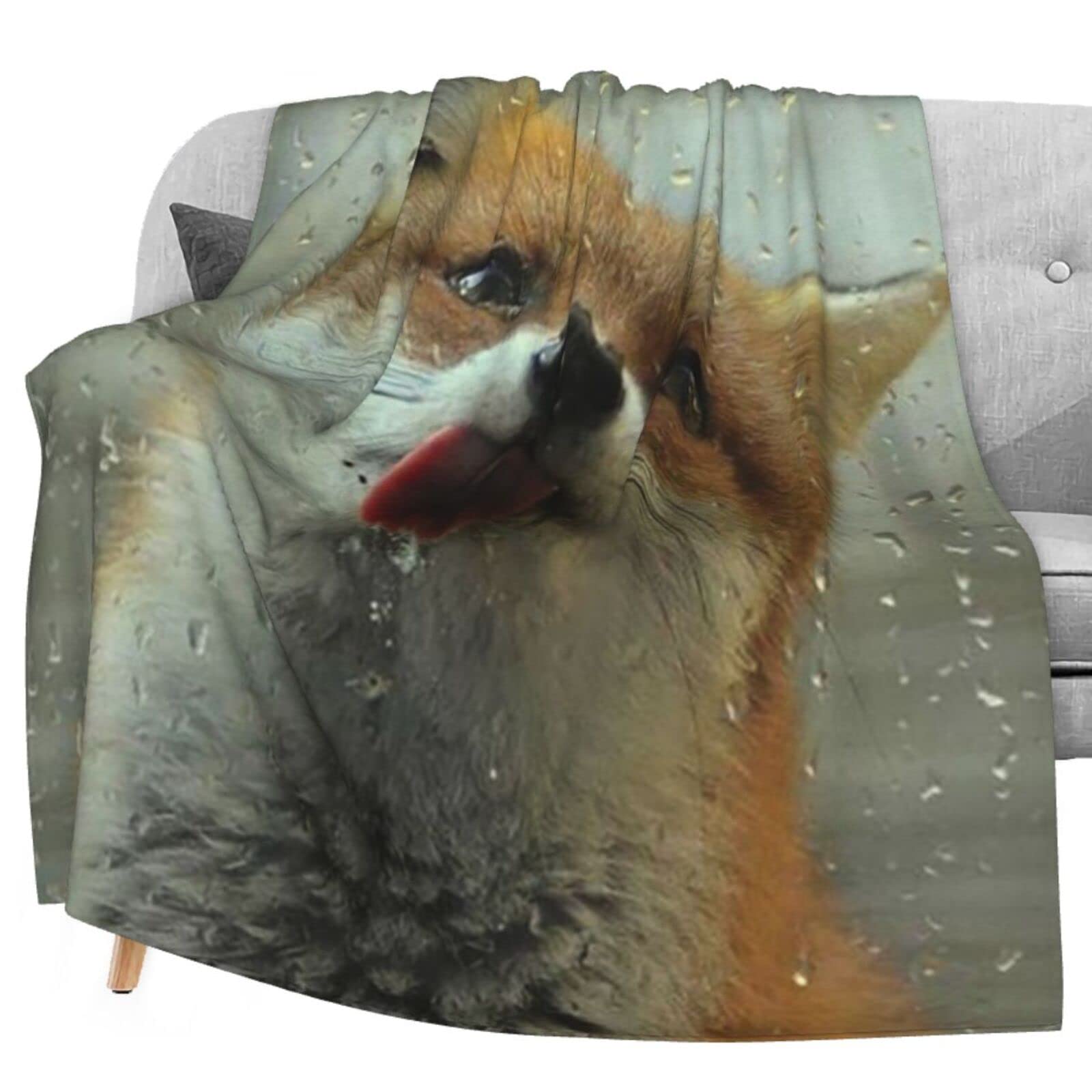 **Delerain Flannel Blanket - Soft & Cozy Corgi Print Lightweight Throw Blanket 60