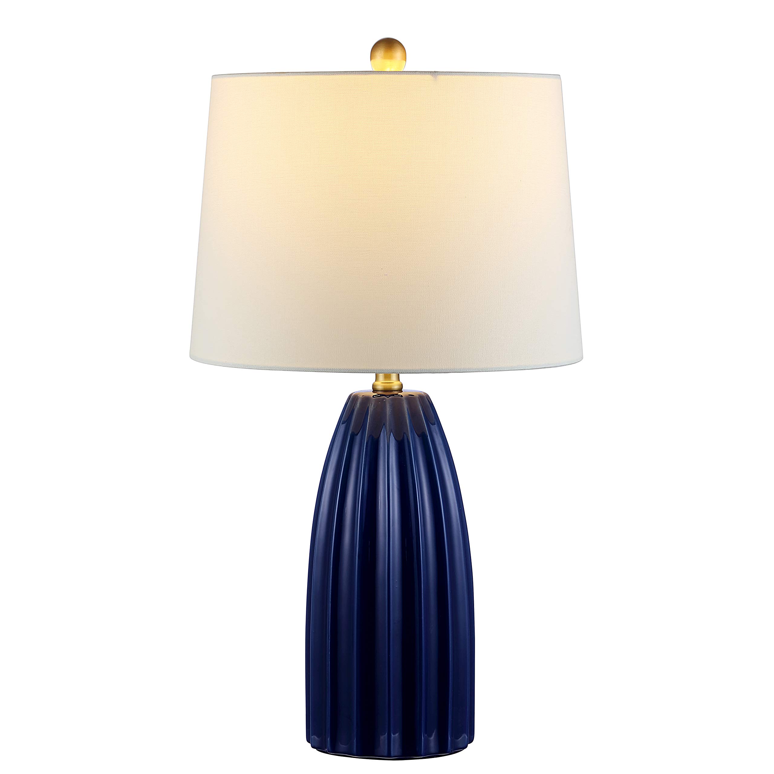 SAFAVIEH Kayden 26-inch Modern Navy Blue Ceramic Table Lamp with LED Bulb - Bedroom, Living Room, Home Office & Nightstand Lighting for Cozy Ambiance