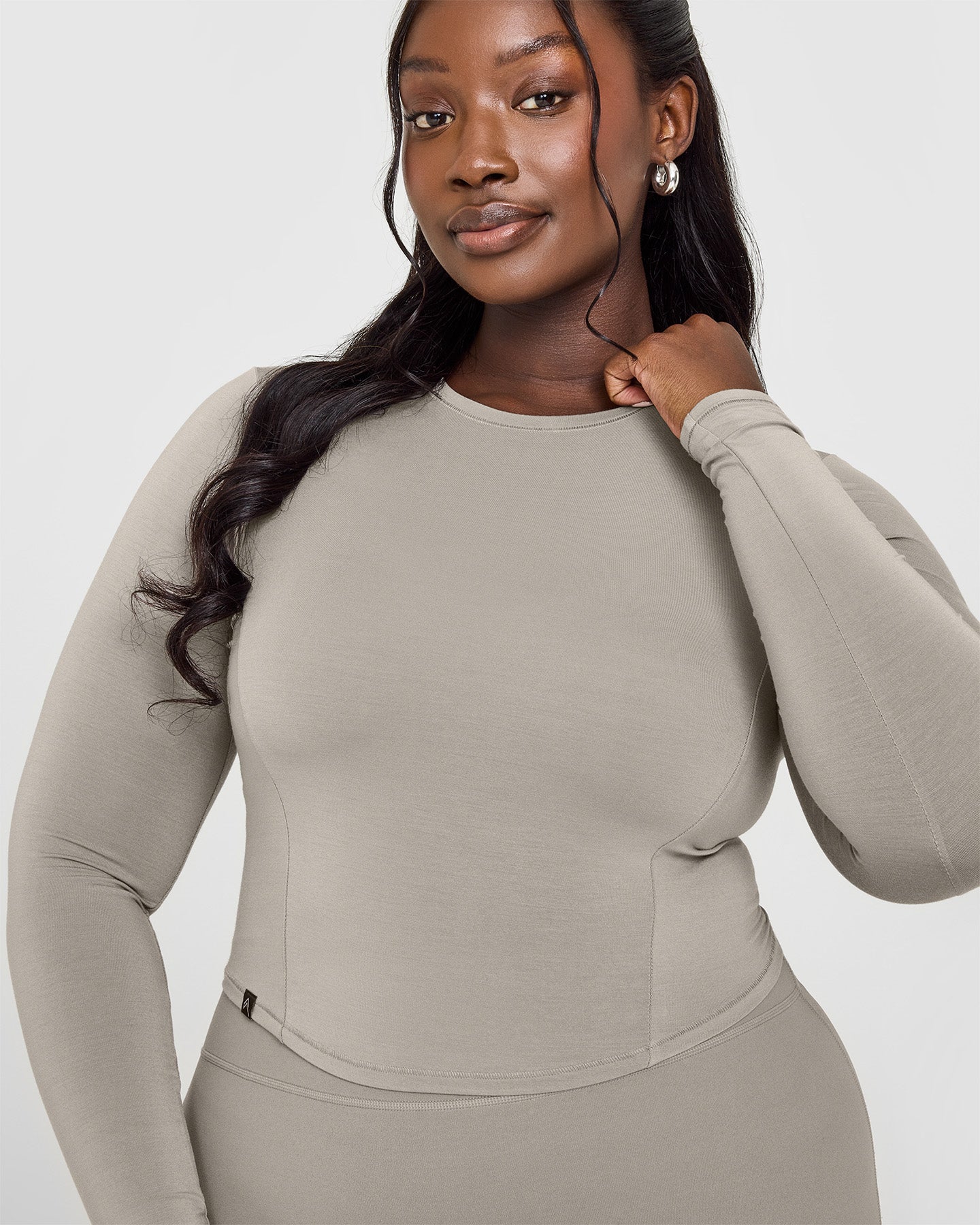 Mellow™ Soft Mid-Long Sleeve Women's Top | Warm Sand Color | Cozy Casual Wear for Fall & Winter | Perfect for Layering, Office, and Weekend Outfits