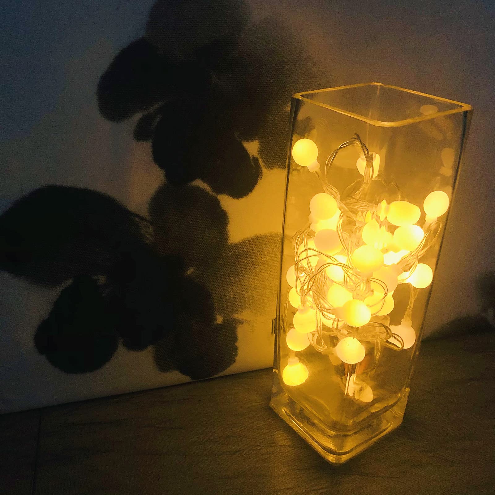Globe String Lights - 50 LED Fairy Twinkle Lights, Battery Powered for Indoor & Outdoor Decor - Warm White Hanging Lights for Bedroom, Garden, Party, Wedding - Waterproof & Energy Efficient