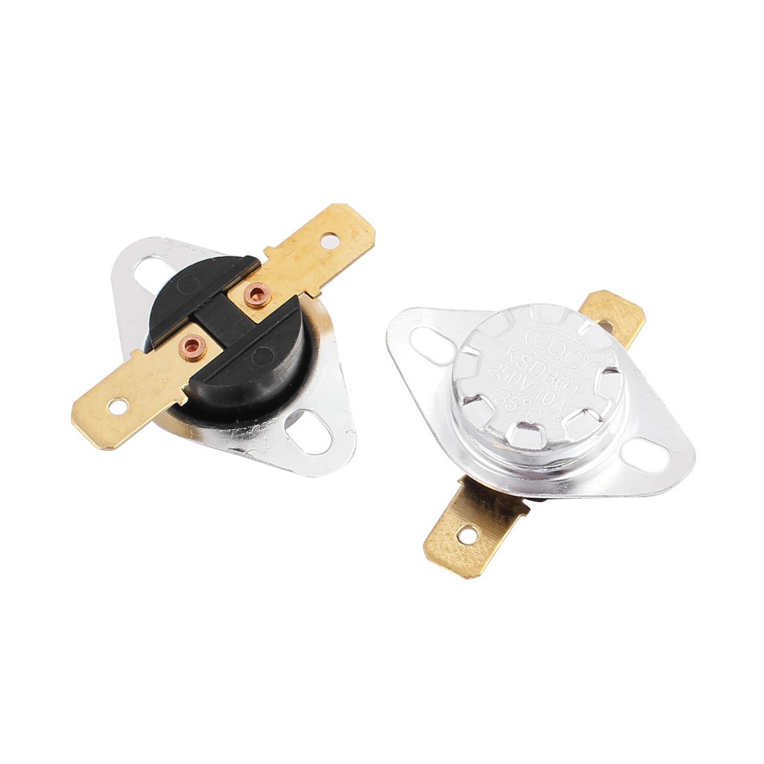 5 Pcs KSD301 Thermostat Temperature Control Switch 250V 10A 110°C with Accessories - Silver Tone for HVAC, Water Heaters & Home Appliances