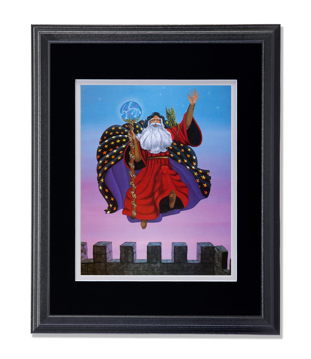 Fantasy Wizard Crystal Ball Wall Art Print - Black & White Matted Framed Picture for Home Decor, Living Room, Bedroom & Office | Perfect Gift for Magic Lovers & Fantasy Enthusiasts