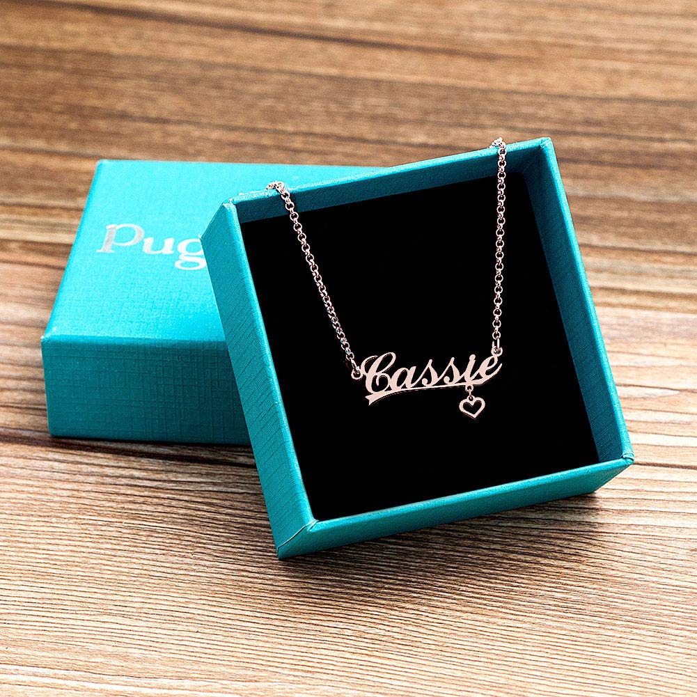 Custom Personalized Name Necklace - Rose Gold Heart Pendant Jewelry for Women, Gifts for Her, Valentine's Day, Anniversary & Birthday Present