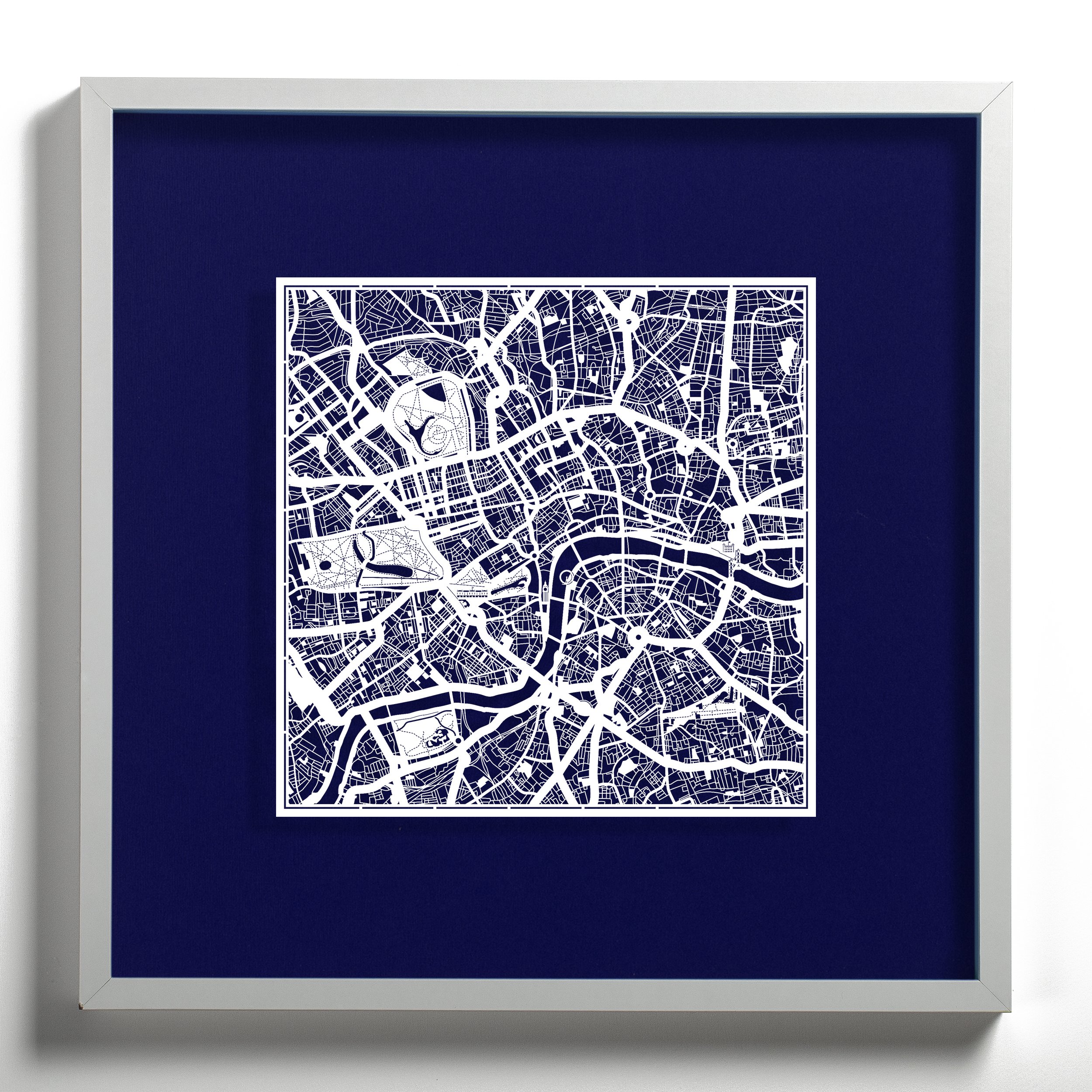 O3 Design Studio London Paper Cut Map - 12x12 Inches White Paper Art Wall Decor for Home, Office & Gifts | Unique 3D Cityscape Artwork