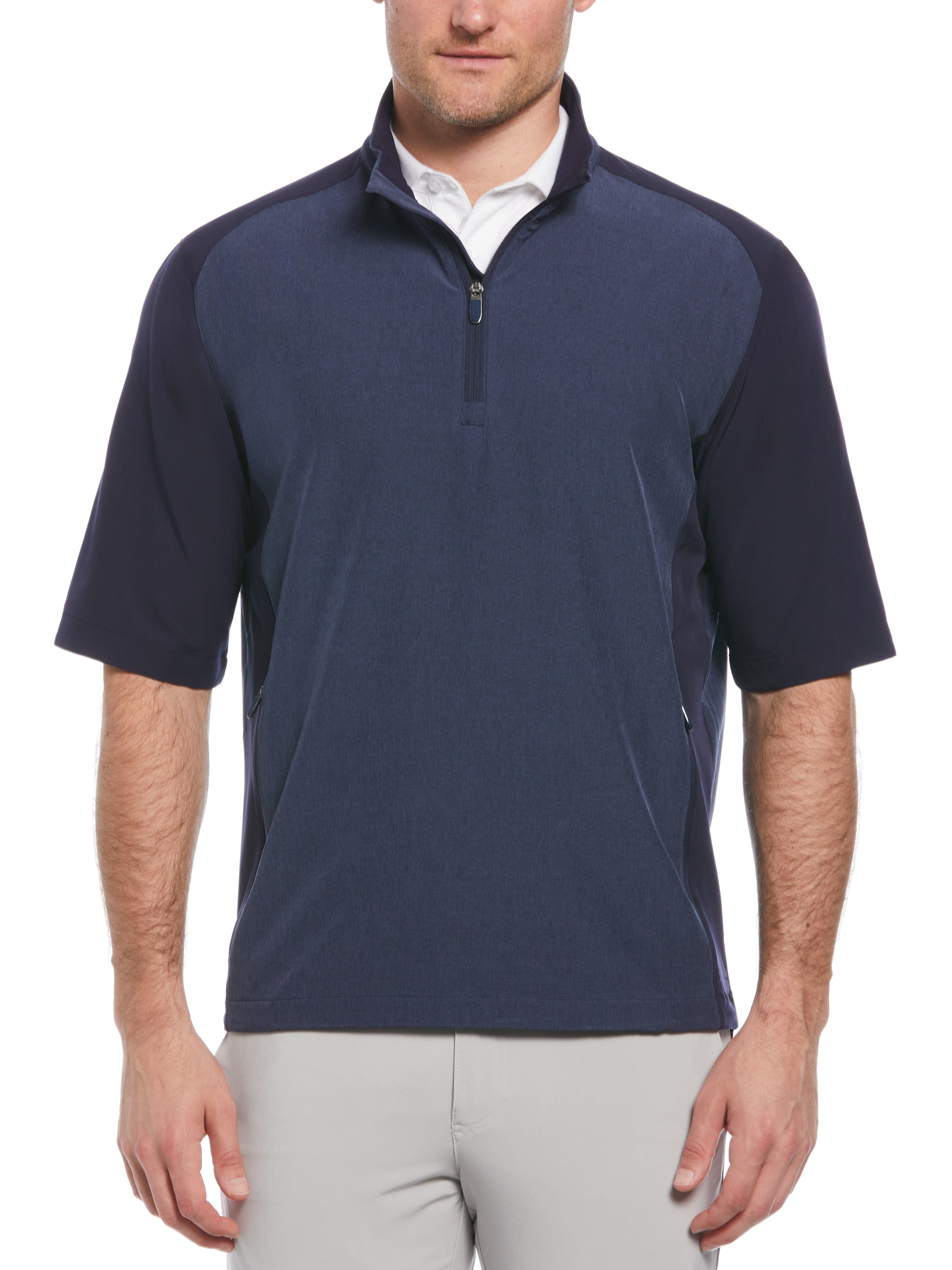 Men's Heather Blocked Half Zip Golf Pullover - Lightweight & Breathable Performance Shirt for Golf, Running & Outdoor Activities