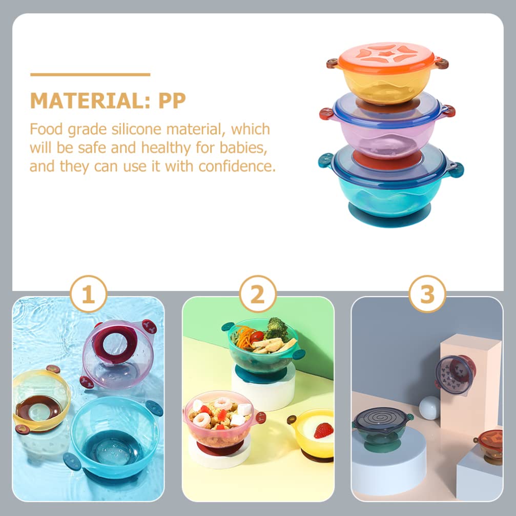 Zerodeko Toddler Suit Bowl with Suction Cup - 3-Piece Spill-Proof Baby Feeding Set | Non-Slip Training Bowl & Dinnerware for Girls & Boys | Perfect for Home, Travel & Daycare Use
