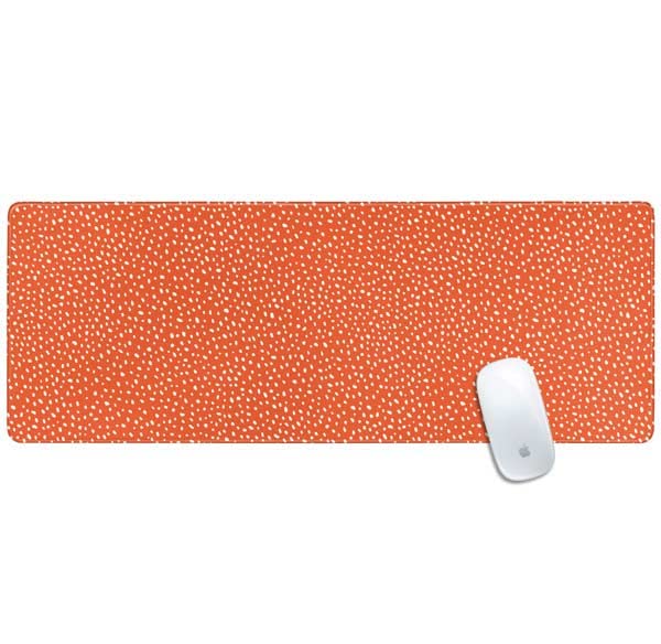 Skinit Large Gaming Mouse Pad - Orange Spots Design with Stitched Edges, Waterproof Non-Slip Rubber Base, Extended Desk Mat for Keyboard & Mouse | Perfect for PC Gaming, Office Work & Home Computer Setup