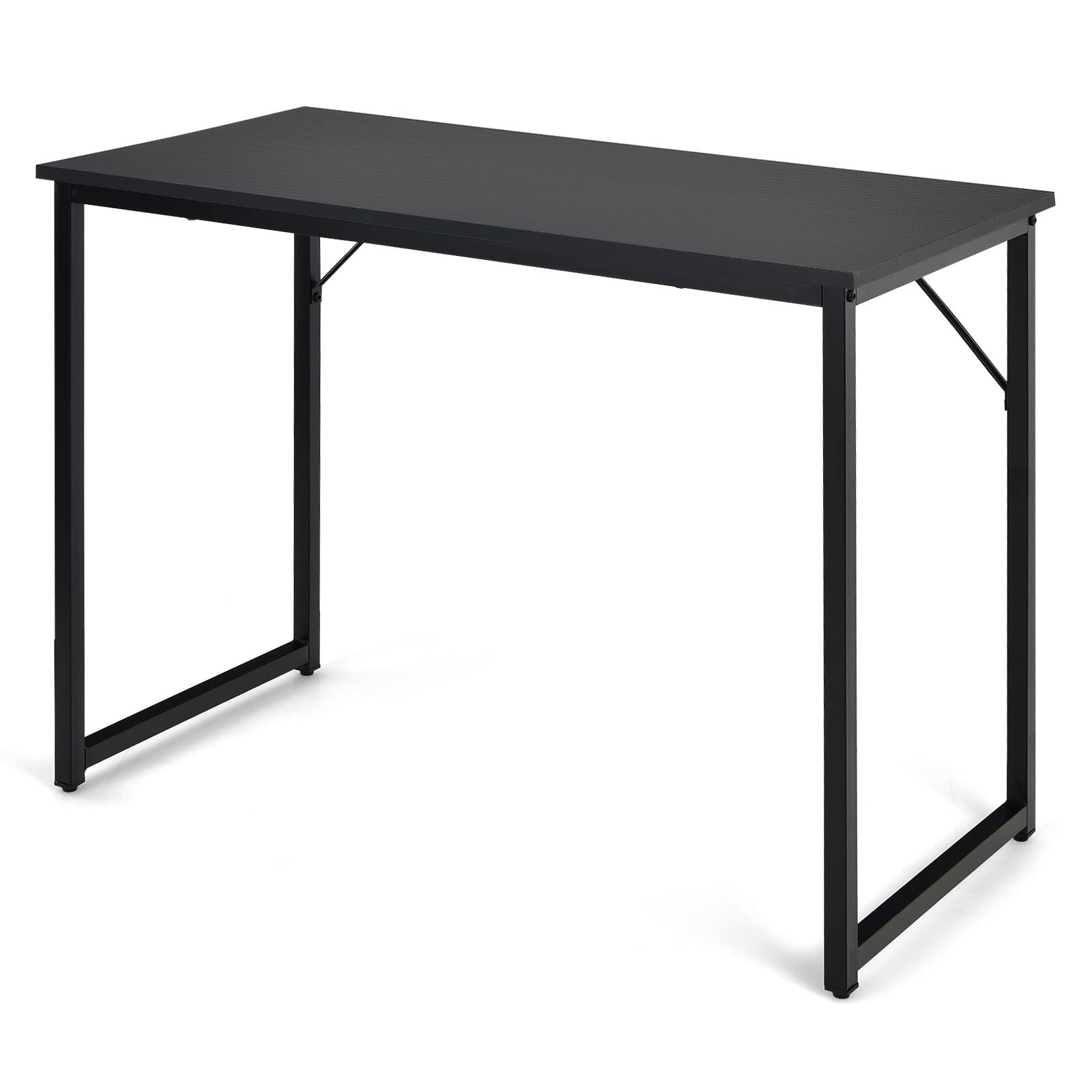 Hysache Modern Computer Desk - Home Office Workstation with Metal Frame & Cross Bar Support, Simple Writing Desk for Laptop & Study, Black | Perfect for Small Spaces, Remote Work & Student Dorm Rooms