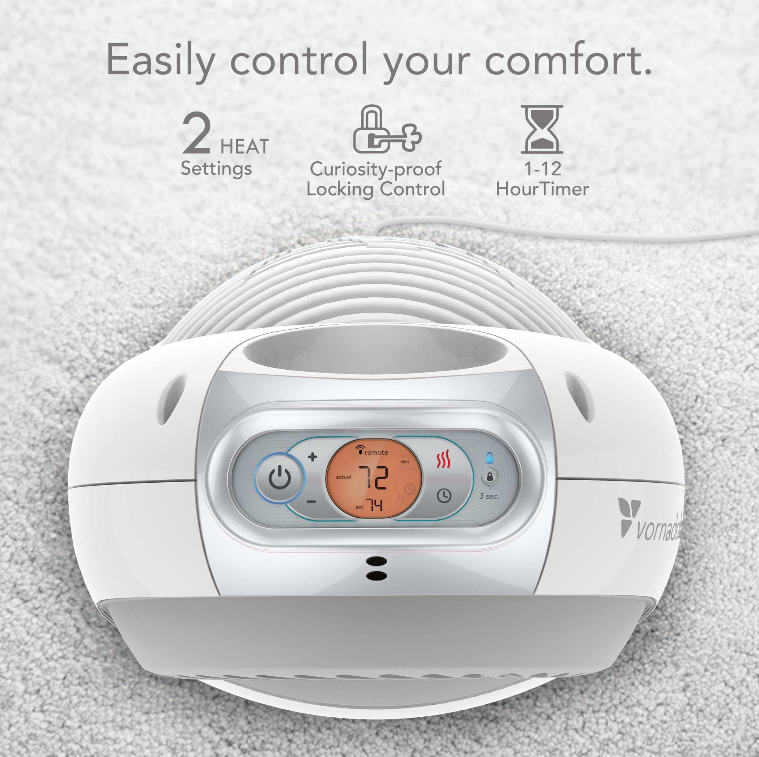 Sensa Nursery Space Heater - 1200W Adjustable Thermostat Electric Heater for Baby Room with Safety Features (Locking Controls, Tip-Over Protection, Auto Shutoff) | Perfect for Nursery, Bedroom & Winter Use