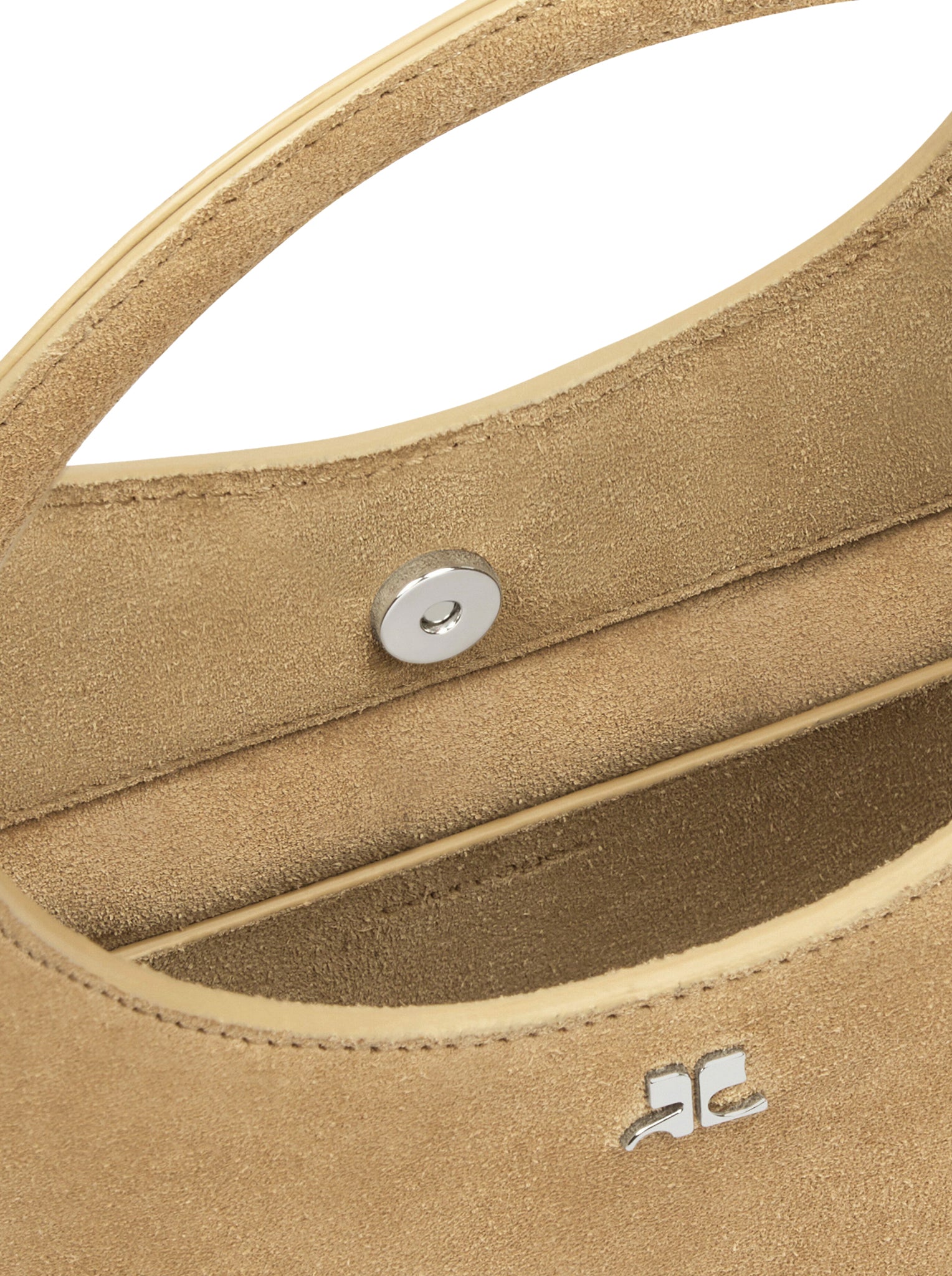 Courreges Holy Suede Handbag in Nude Neutrals 1058 Fawn - Stylish Crossbody Bag for Women, Perfect for Work, Travel & Evening Out
