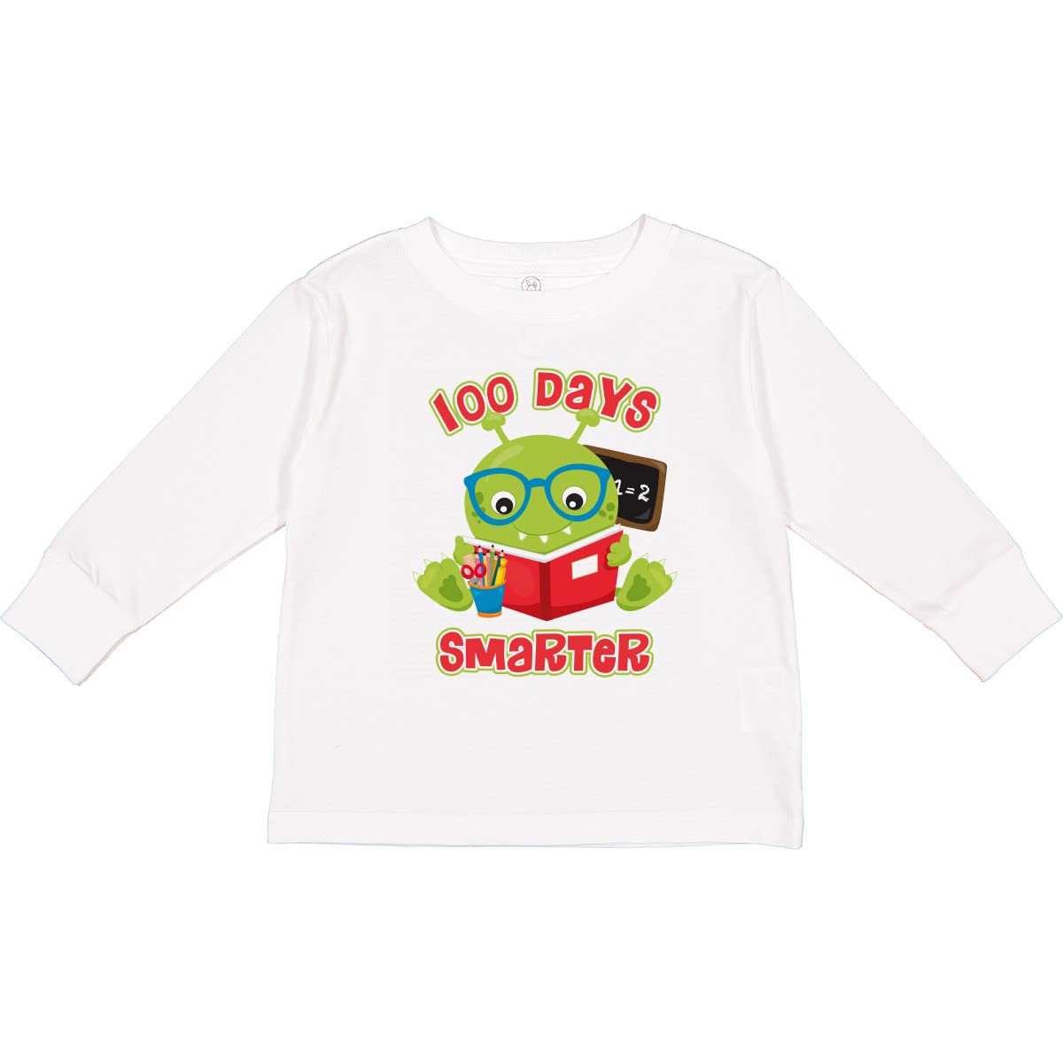 Inktastic 100 Days Boy Monster Toddler Long Sleeve T-Shirt - Cute Dinosaur Graphic Tee for Toddler Boys - Perfect for School, Playdates & Everyday Wear