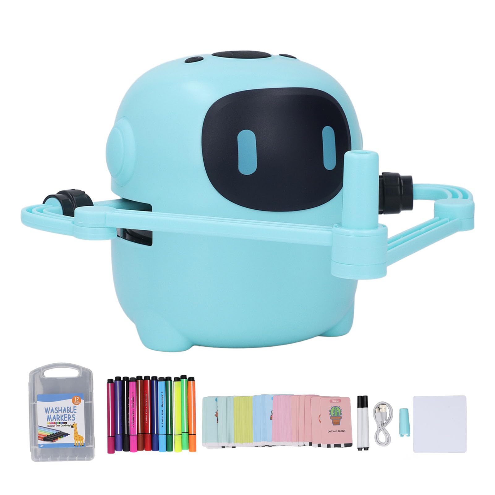 Smart Drawing Robot Toy for Kids - Interactive Educational Robot with 100 Drawing Cards & 14 Pens (Blue) | STEM Learning Toy for Kindergarten, Birthday Gifts & Creative Play