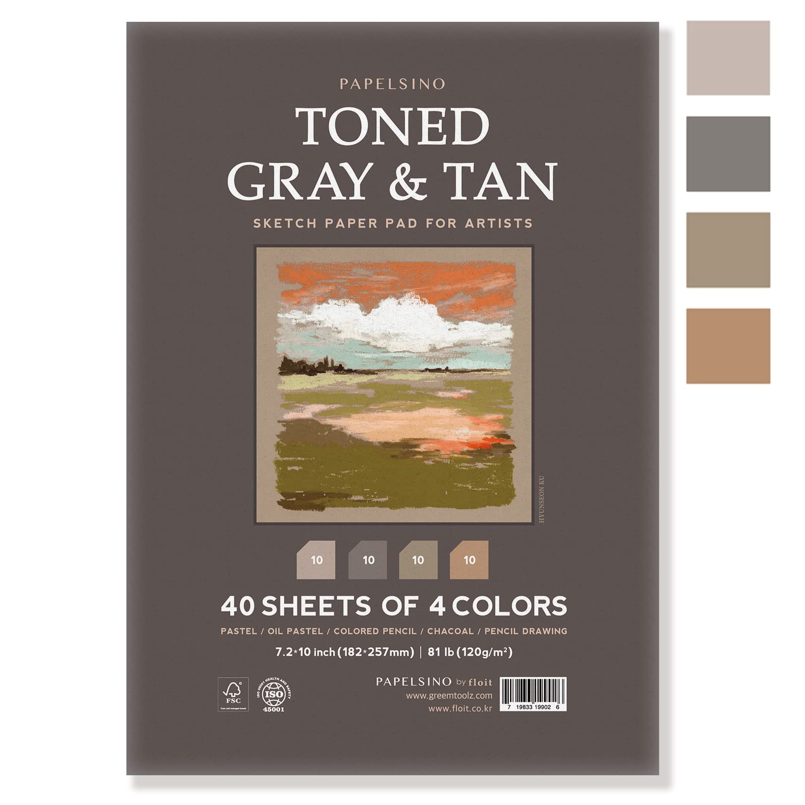 Premium Toned Gray & Tan Sketchbook - 4 Colors, 40 Sheets, 7.2