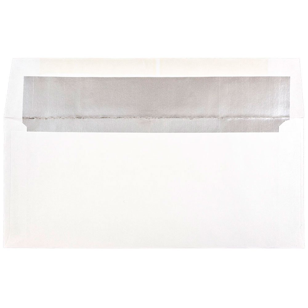 JAM PAPER 3 7/8 x 8 1/8 Inch Silver Foil Lined White Invitation Envelopes - Bulk Pack of 500 - Perfect for Wedding Invitations, Greeting Cards, and Business Correspondence