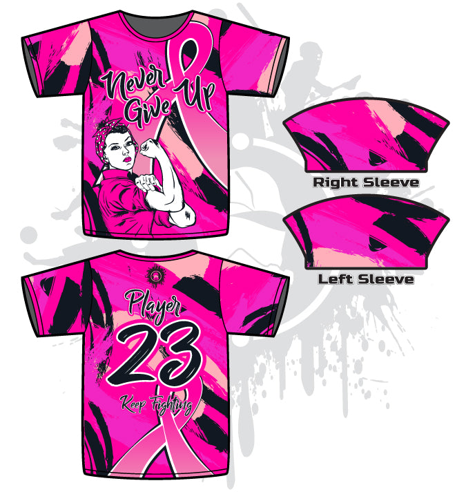 NGU Breast Cancer Awareness Men's Full Dye Jersey - Pink Ribbon Support T-Shirt for Cancer Survivors & Supporters | Comfortable Cotton Tee for Fundraising Events, Walks & Everyday Wear
