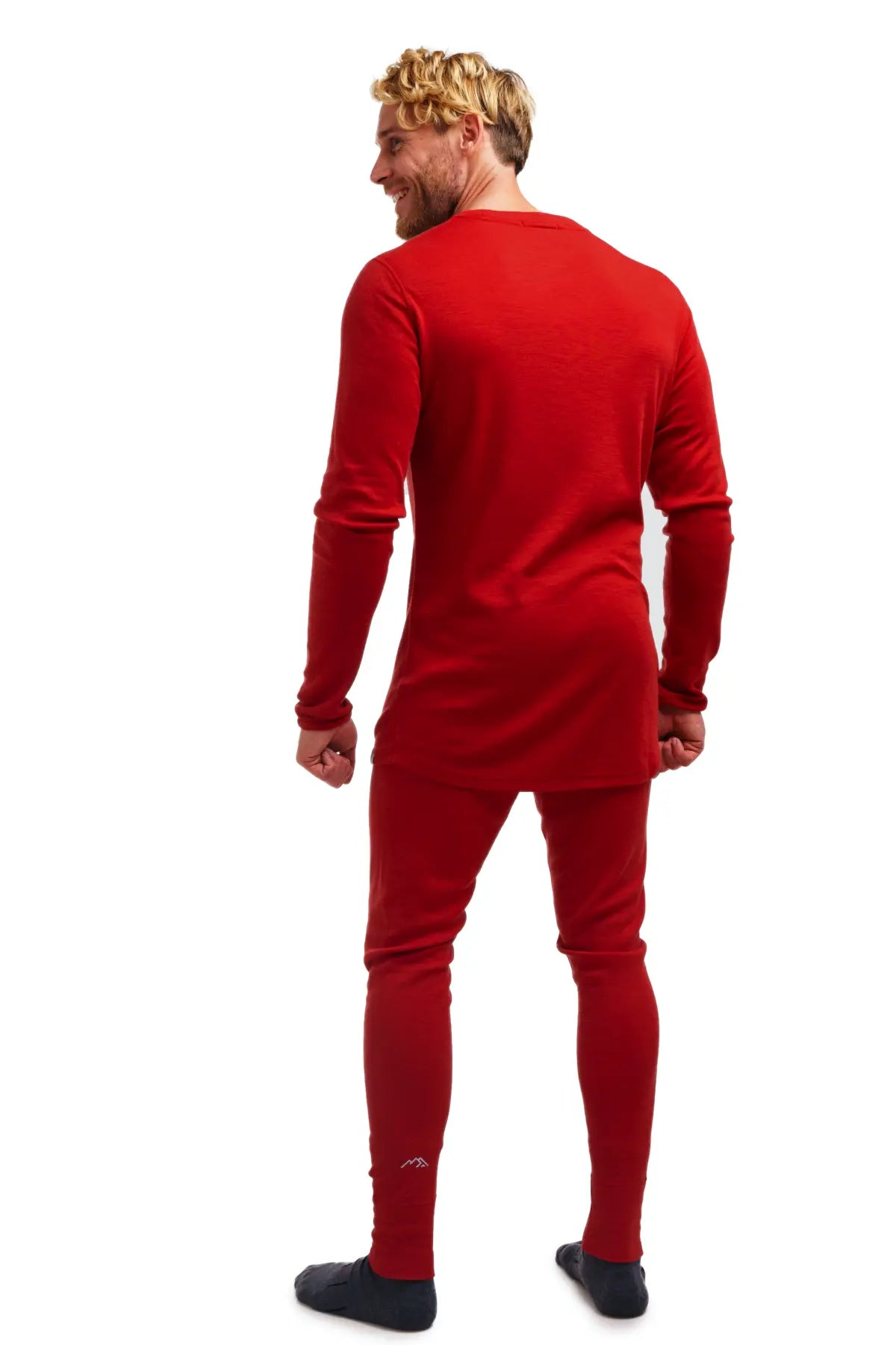 Men's Merino Wool Thermal Underwear Set - 250g Warm Base Layer Top & Bottom in Cherry Red - Perfect for Skiing, Hiking & Winter Outdoor Activities