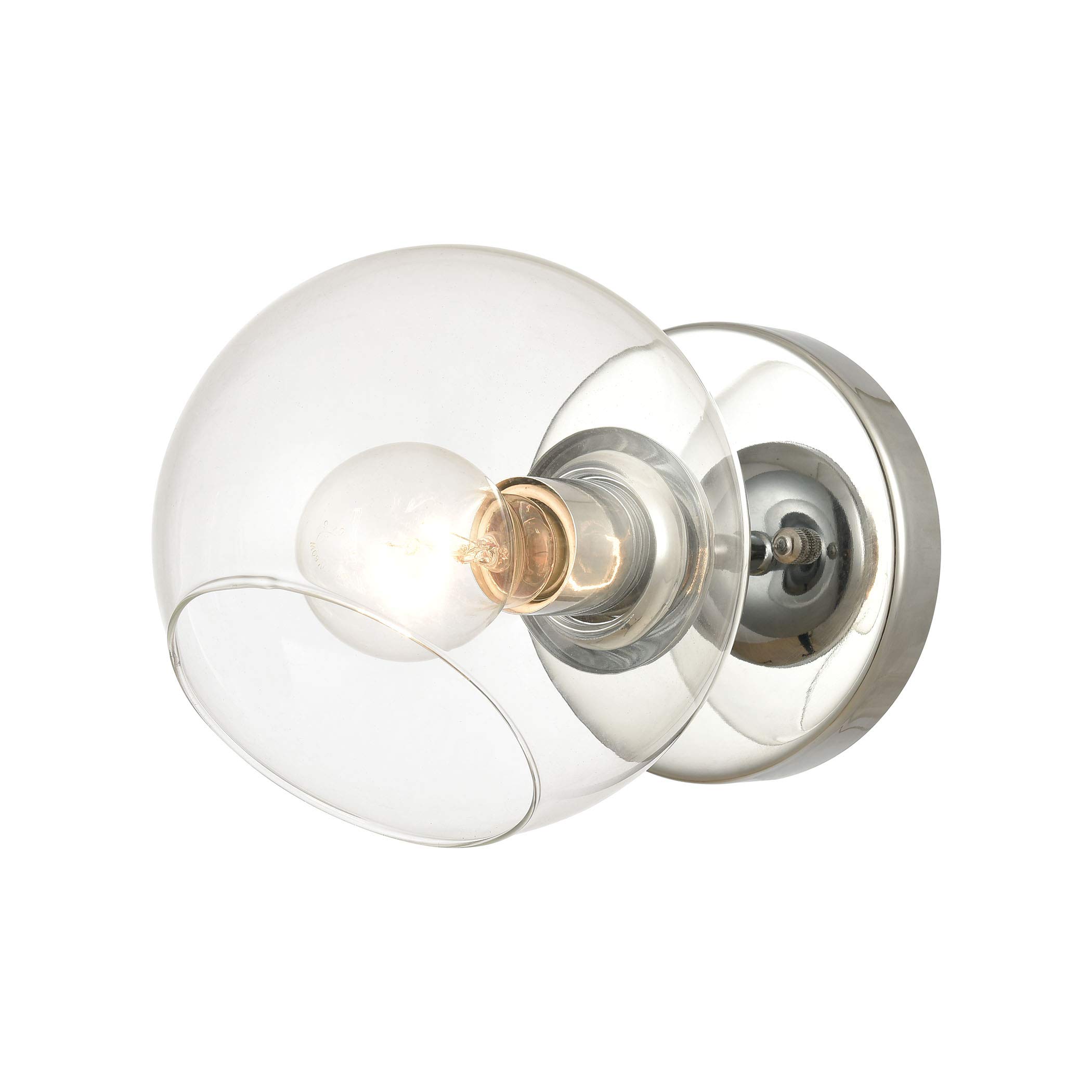 Polished Chrome 1-Light Bathroom Vanity Light with Clear Glass Shade - Perfect for Modern Bathroom, Powder Room & Dressing Room Lighting