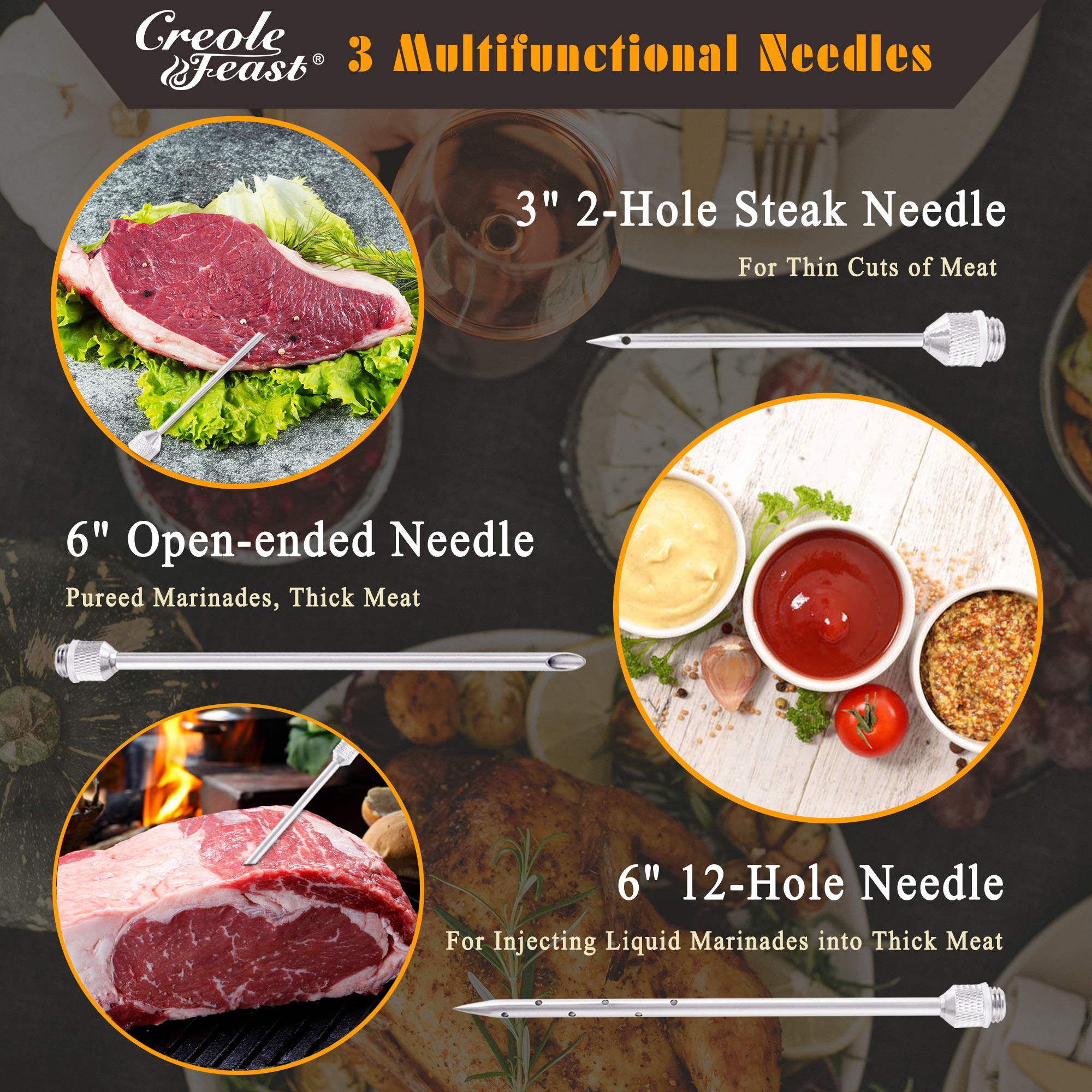 Premium Stainless Steel Meat Injector Syringe Kit - 2oz Capacity with 3 Marinade Needles for BBQ, Grill & Smoker | Perfect for Turkey, Chicken & Pork | Ideal for Home Chefs & Outdoor Cooking Enthusiasts