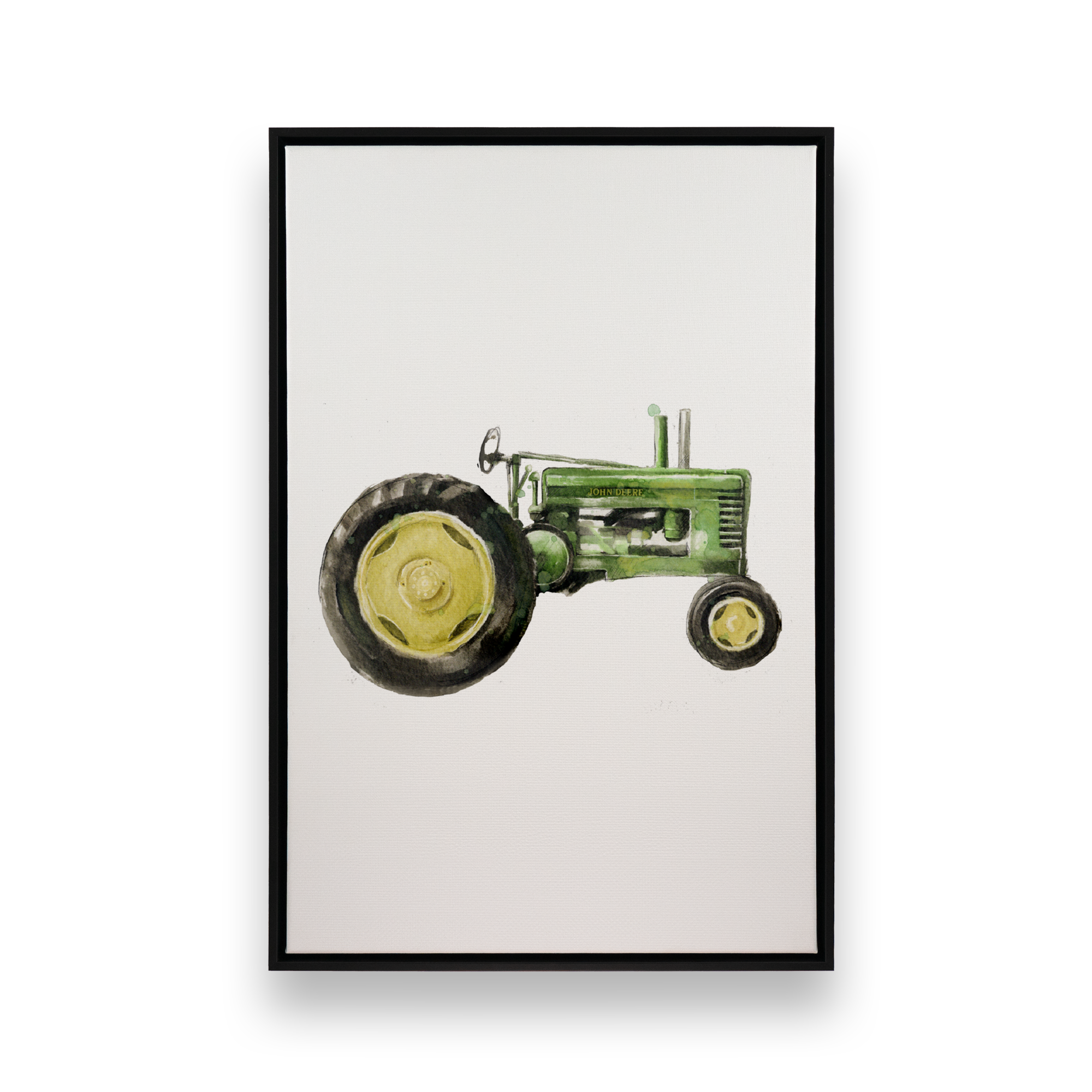 Green Tractor Farm Landscape Painting on Canvas - Perfect for Farmhouse Decor, Country Kitchen Wall Art & Rustic Home Office