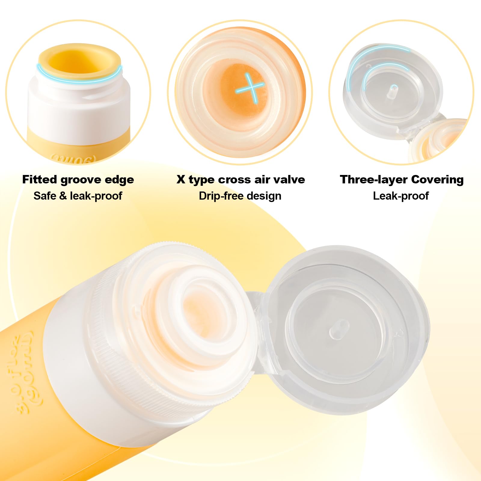 16 Pack 3oz TSA Approved Leakproof Travel Bottles - Refillable Silicone Toiletry Containers for Shampoo, Conditioner & Lotion - Perfect for Air Travel, Camping & Gym Essentials
