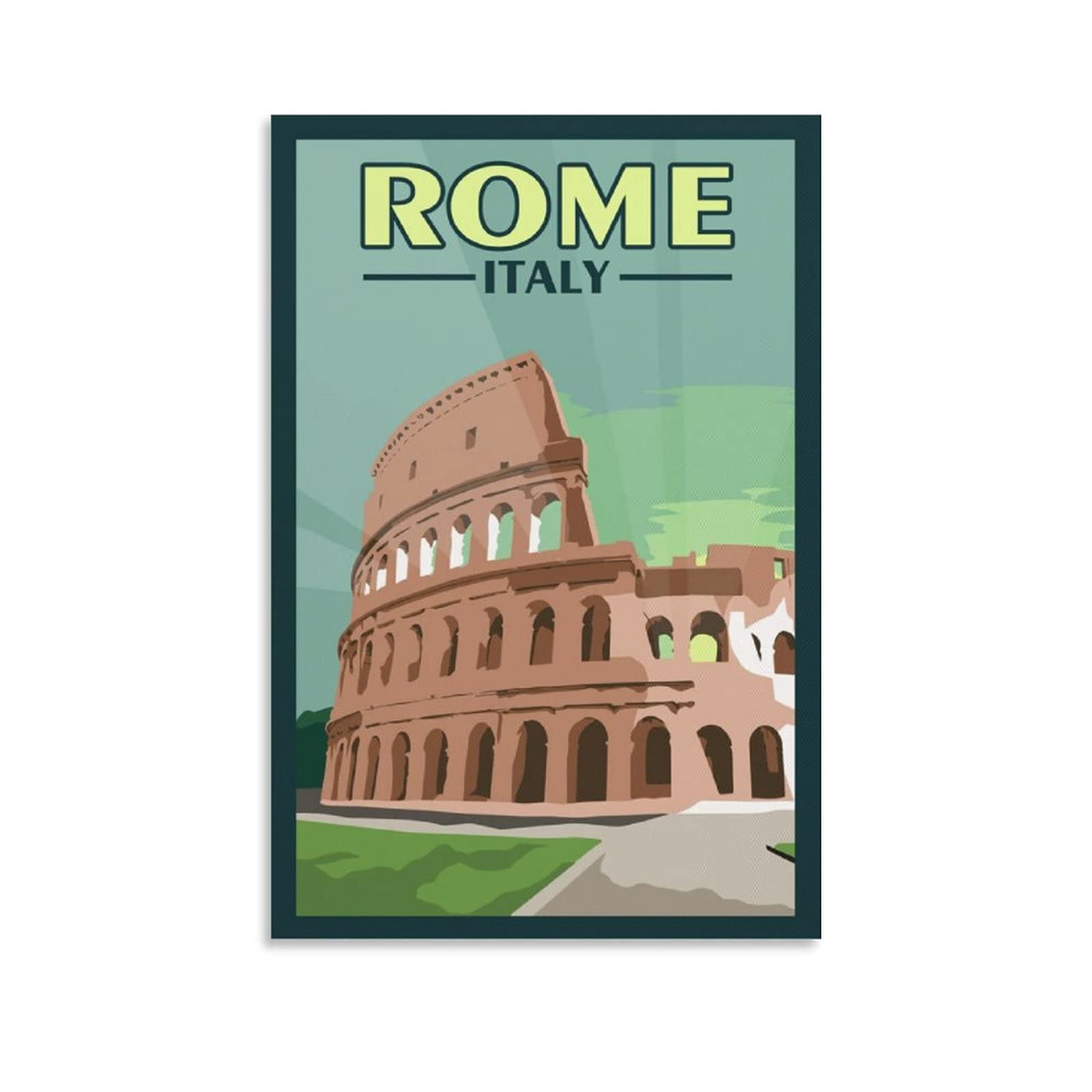 Vintage Rome Travel Poster - Colosseum Wall Art Canvas Print, Italy Landmark Painting for Living Room, Office, Bedroom Decor | Home & Gift Ideas | Perfect for Travel Lovers & History Enthusiasts